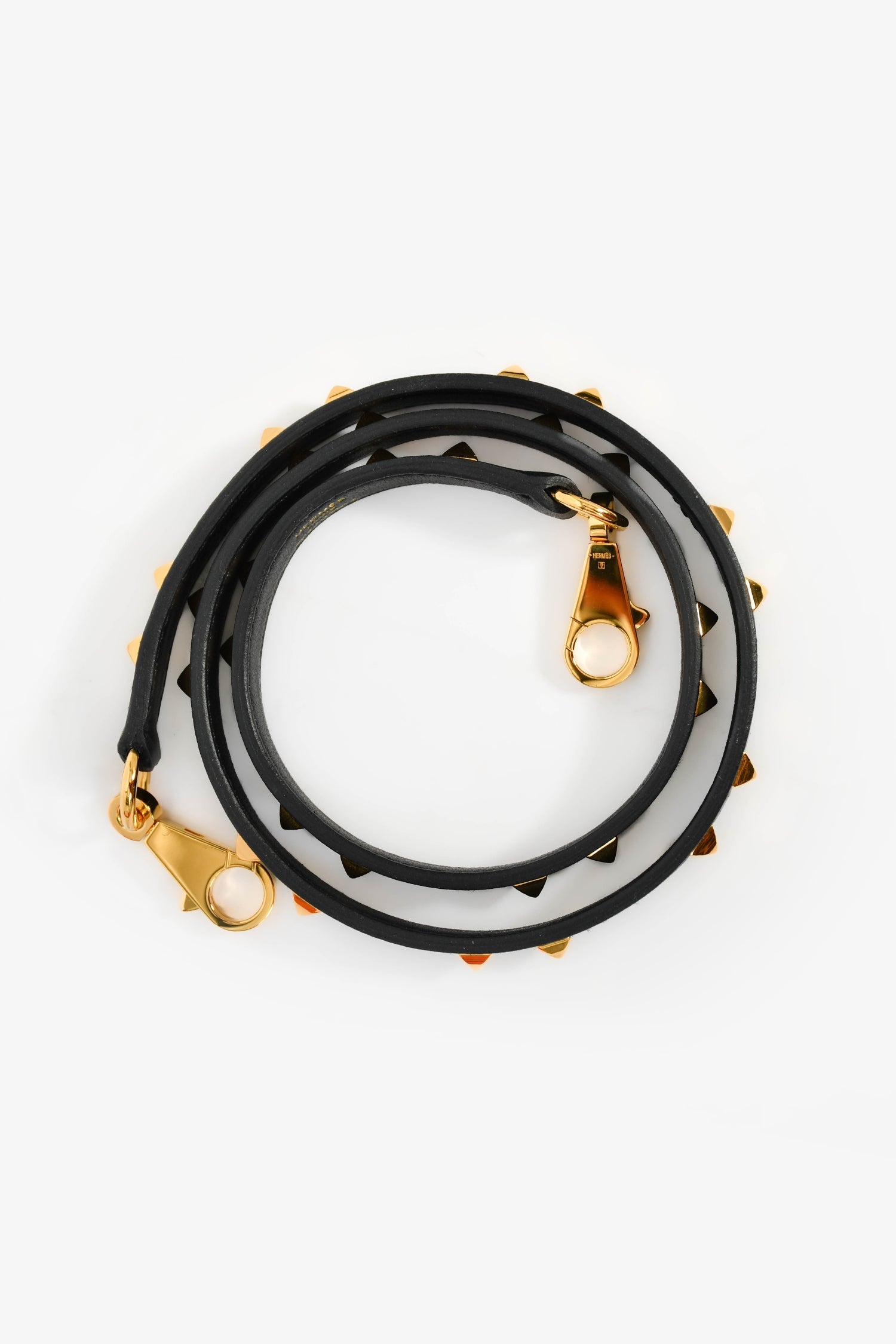 Hermès Black Leather Studded Bag Strap