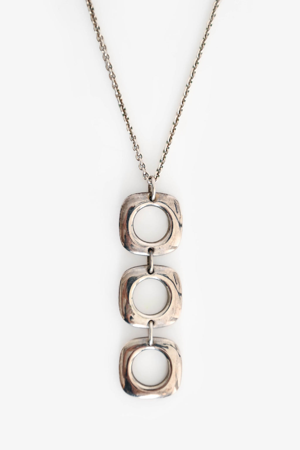 Tiffany & Co. Sterling Silver Triple Cushion Link Pendant Necklace