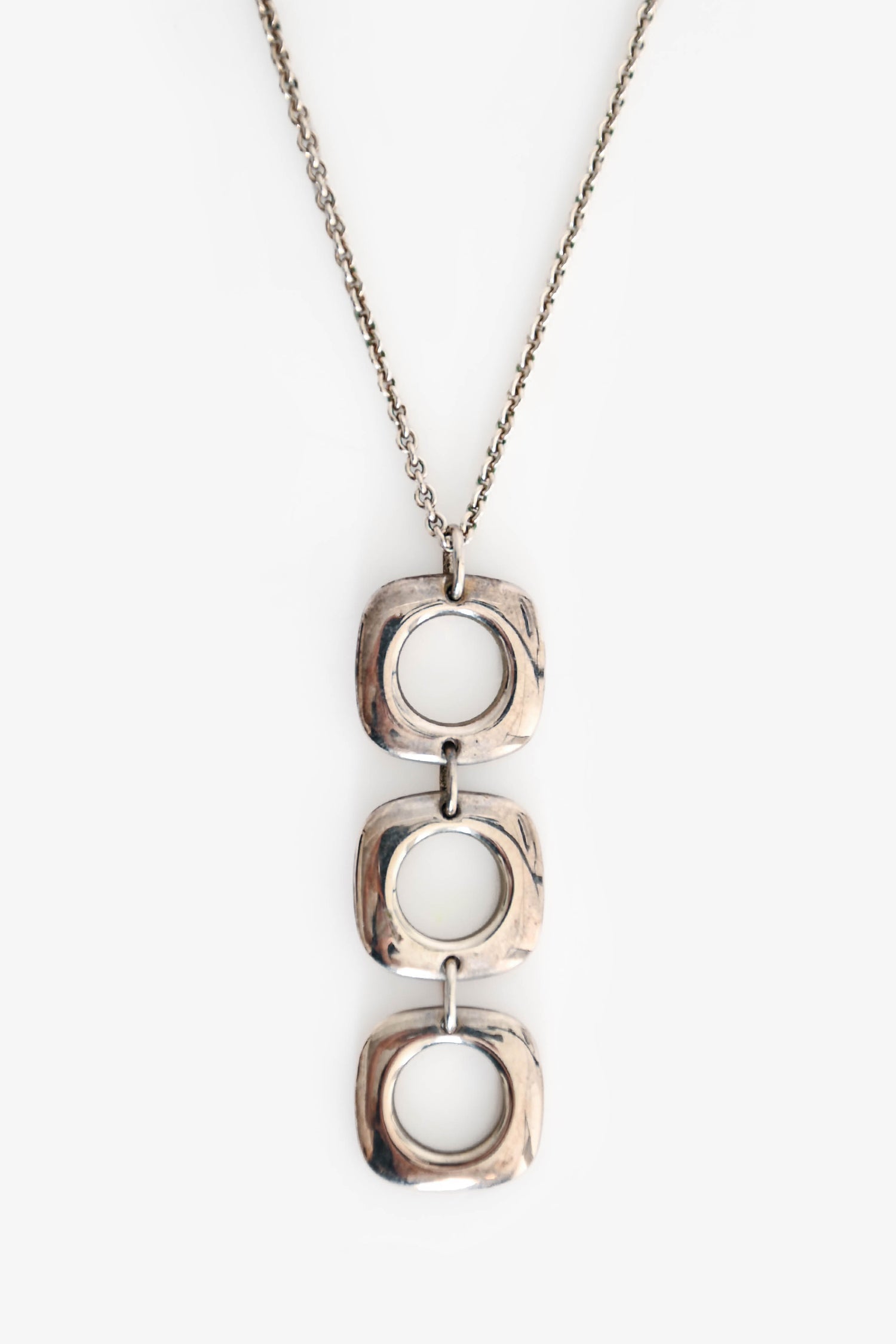 Tiffany & Co. Sterling Silver Triple Cushion Link Pendant Necklace