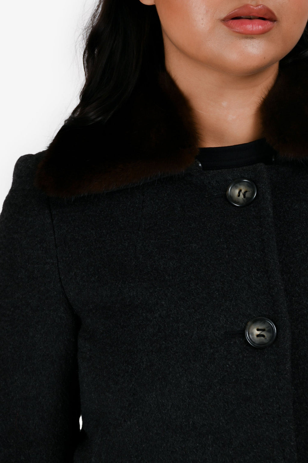 Max Mara Grey Cashmere Fur Lined Jacket Size 2 US