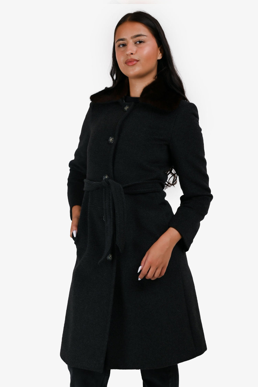Max Mara Grey Cashmere Fur Lined Jacket Size 2 US