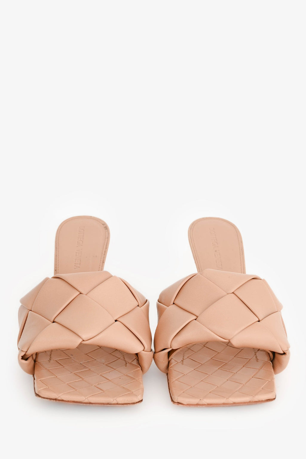 Bottega Veneta Beige Leather Intrecciato Lido Sandal Heels Size 37