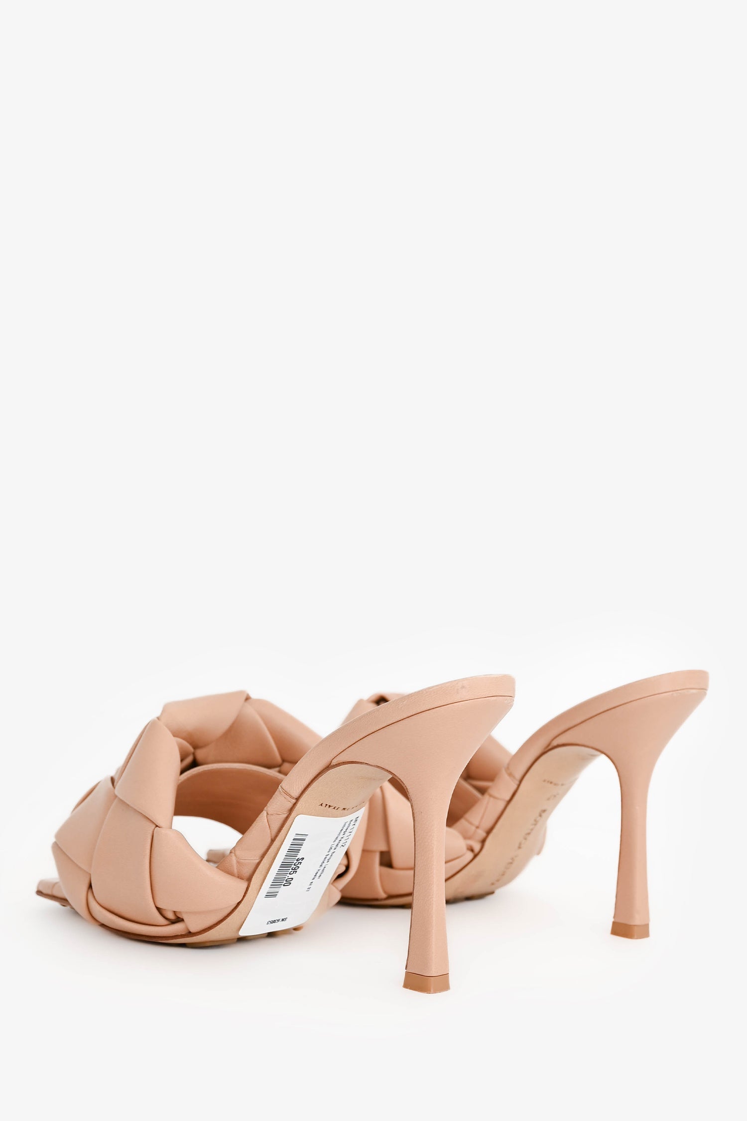 Bottega Veneta Beige Leather Intrecciato Lido Sandal Heels Size 37