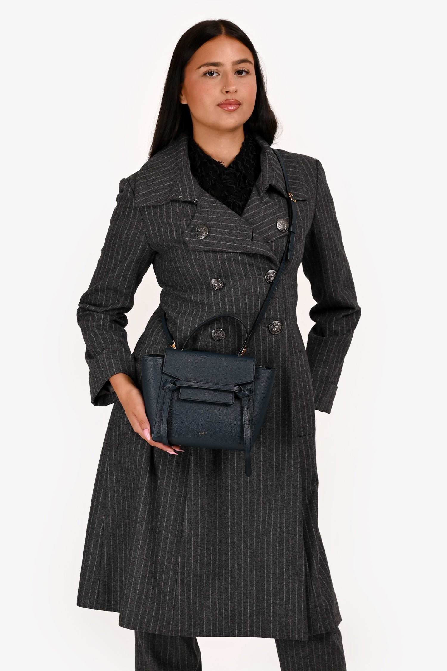 Celine Navy Grained Calfskin Leather Nano Belt Bag