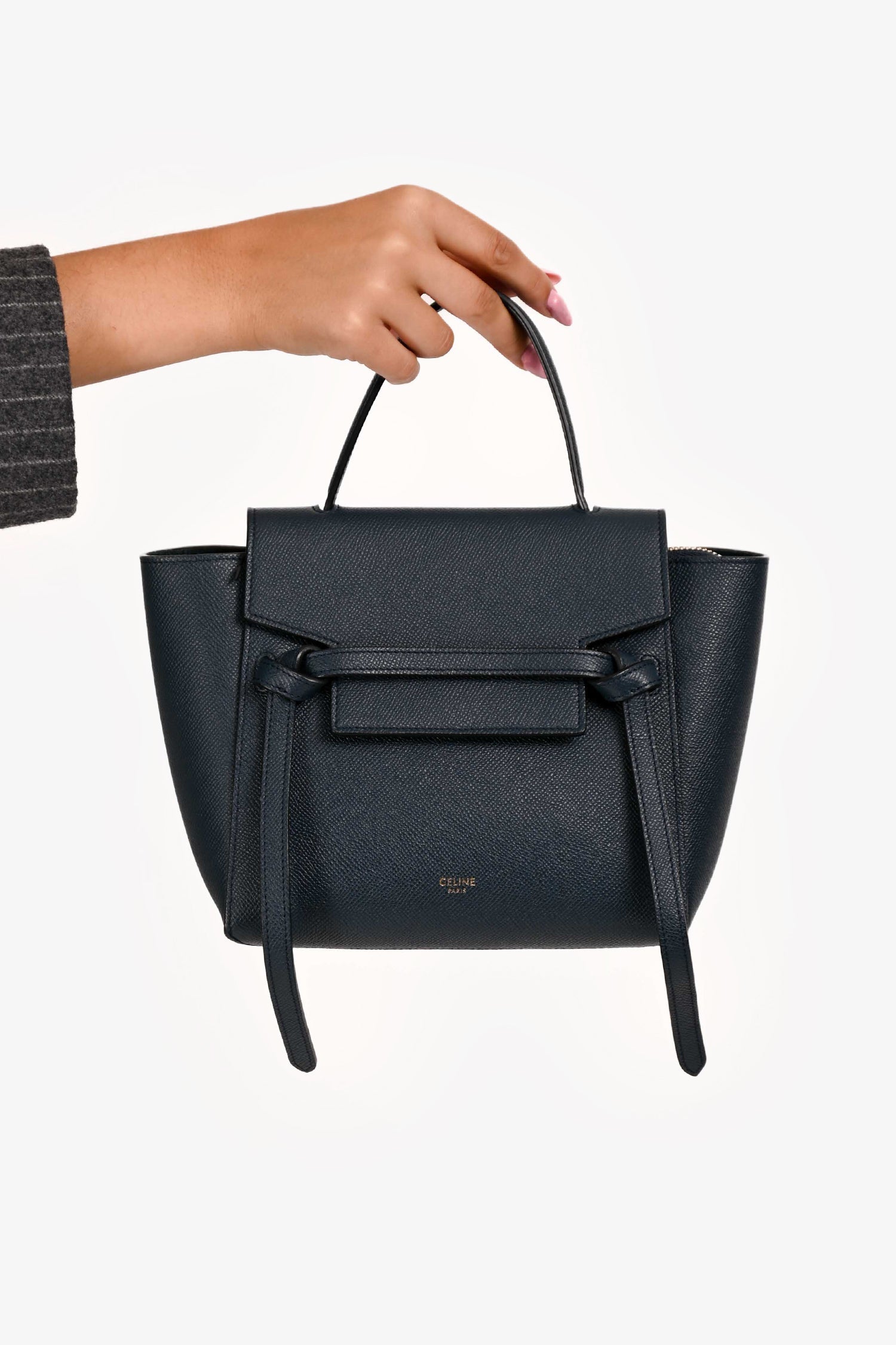 Celine Navy Grained Calfskin Leather Nano Belt Bag
