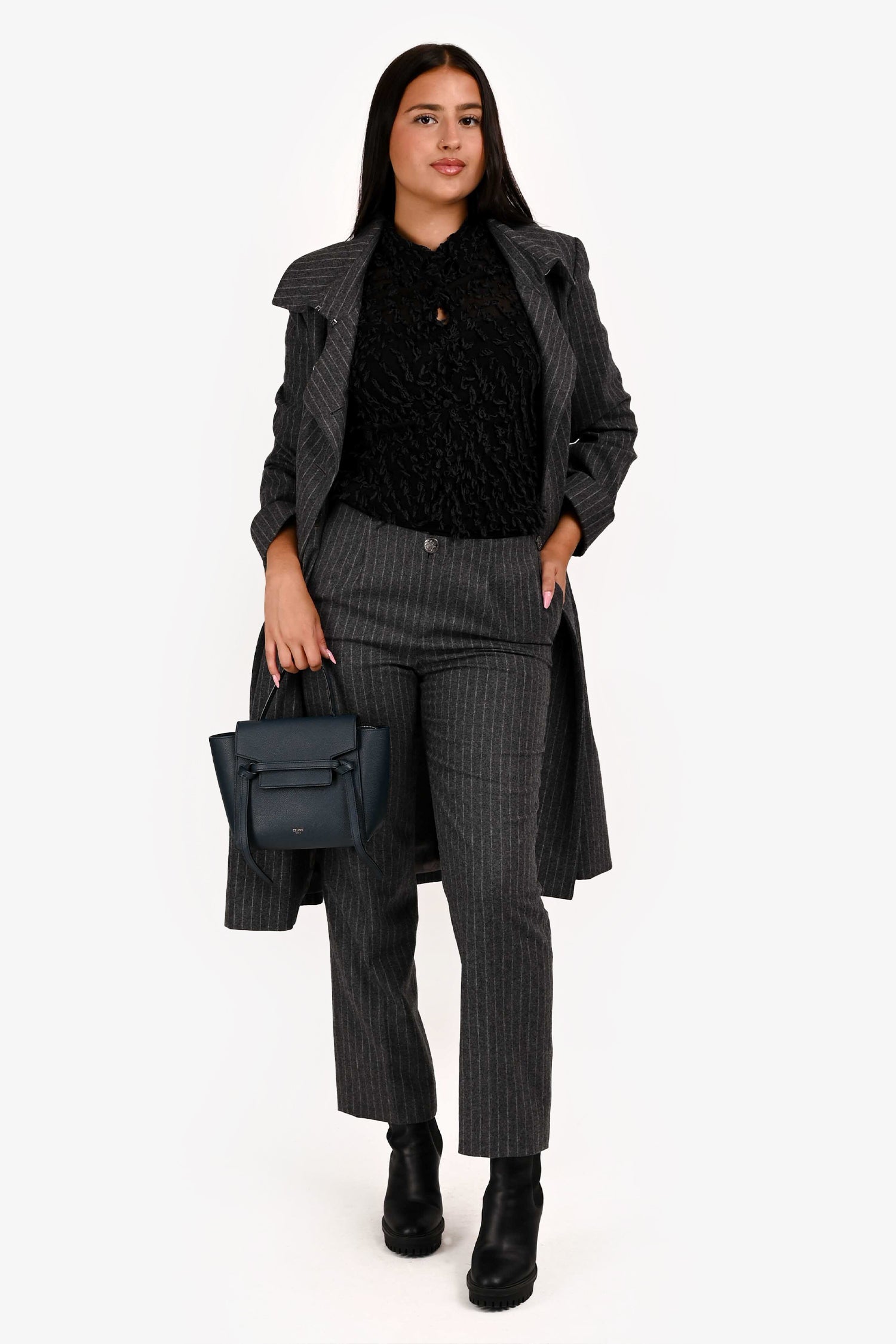 Celine Navy Grained Calfskin Leather Nano Belt Bag