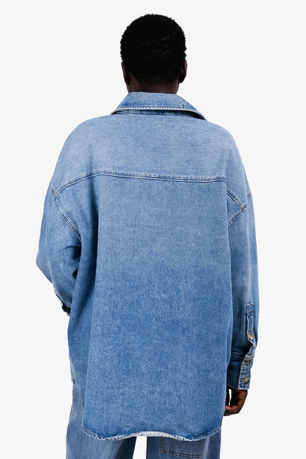 Khaite Blue Denim Button Down Oversized Jacket Size XS