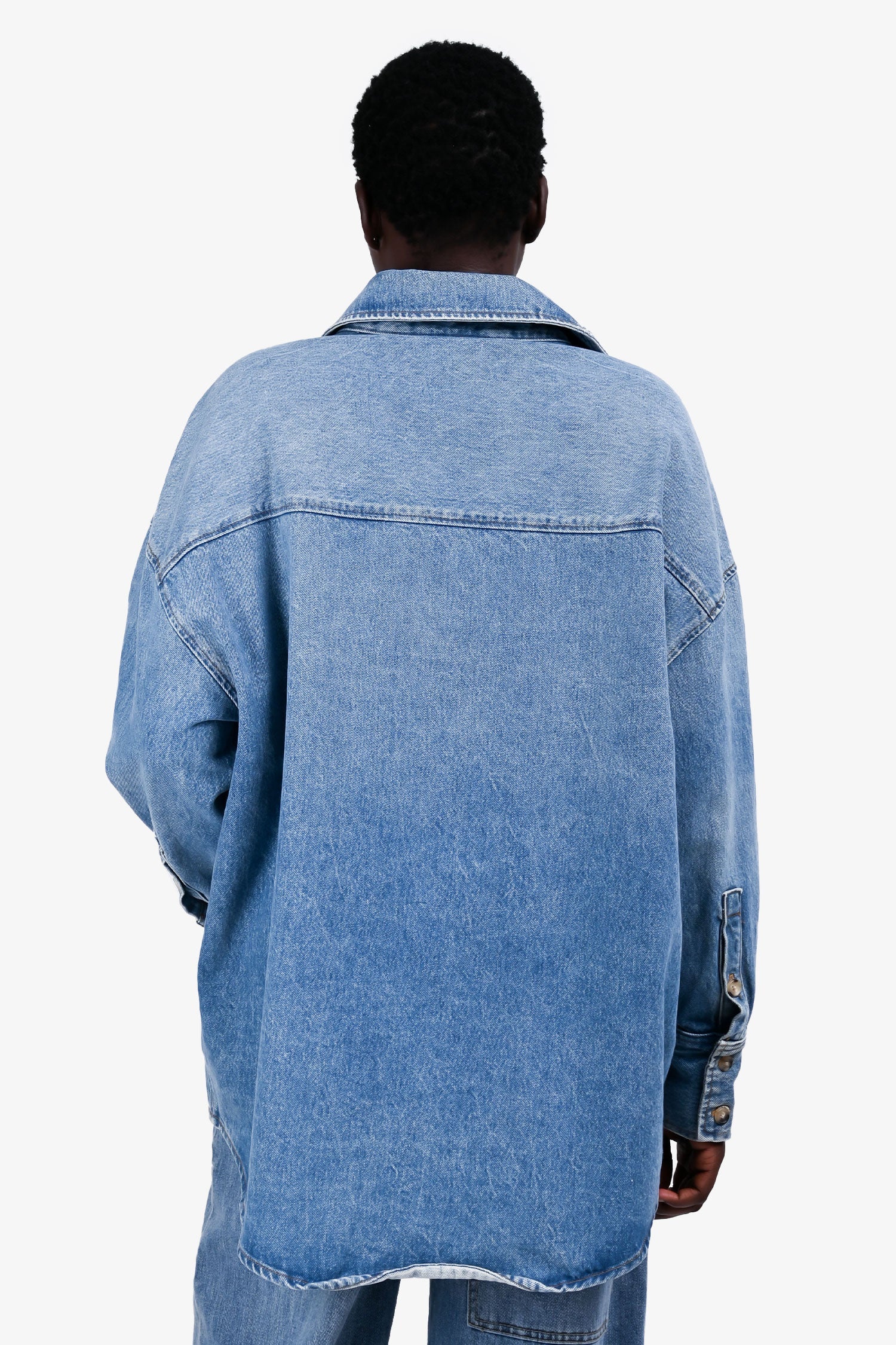 Khaite Blue Denim Button Down Oversized Jacket Size XS