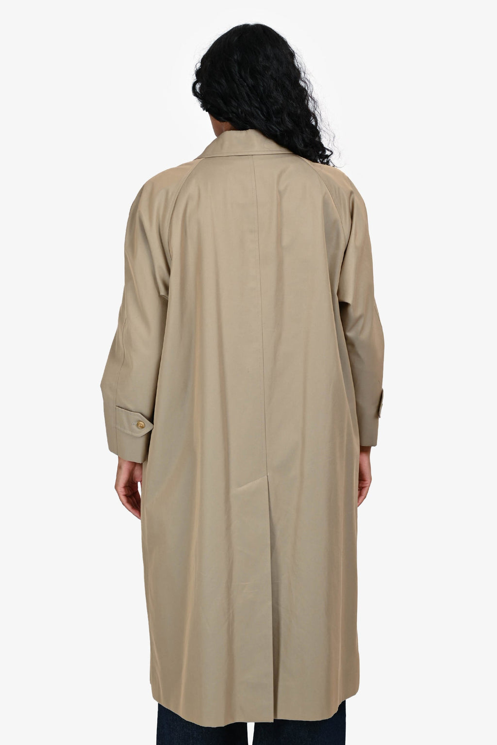 Burberrys Vintage Green Belted Trench Coat Est. Size M