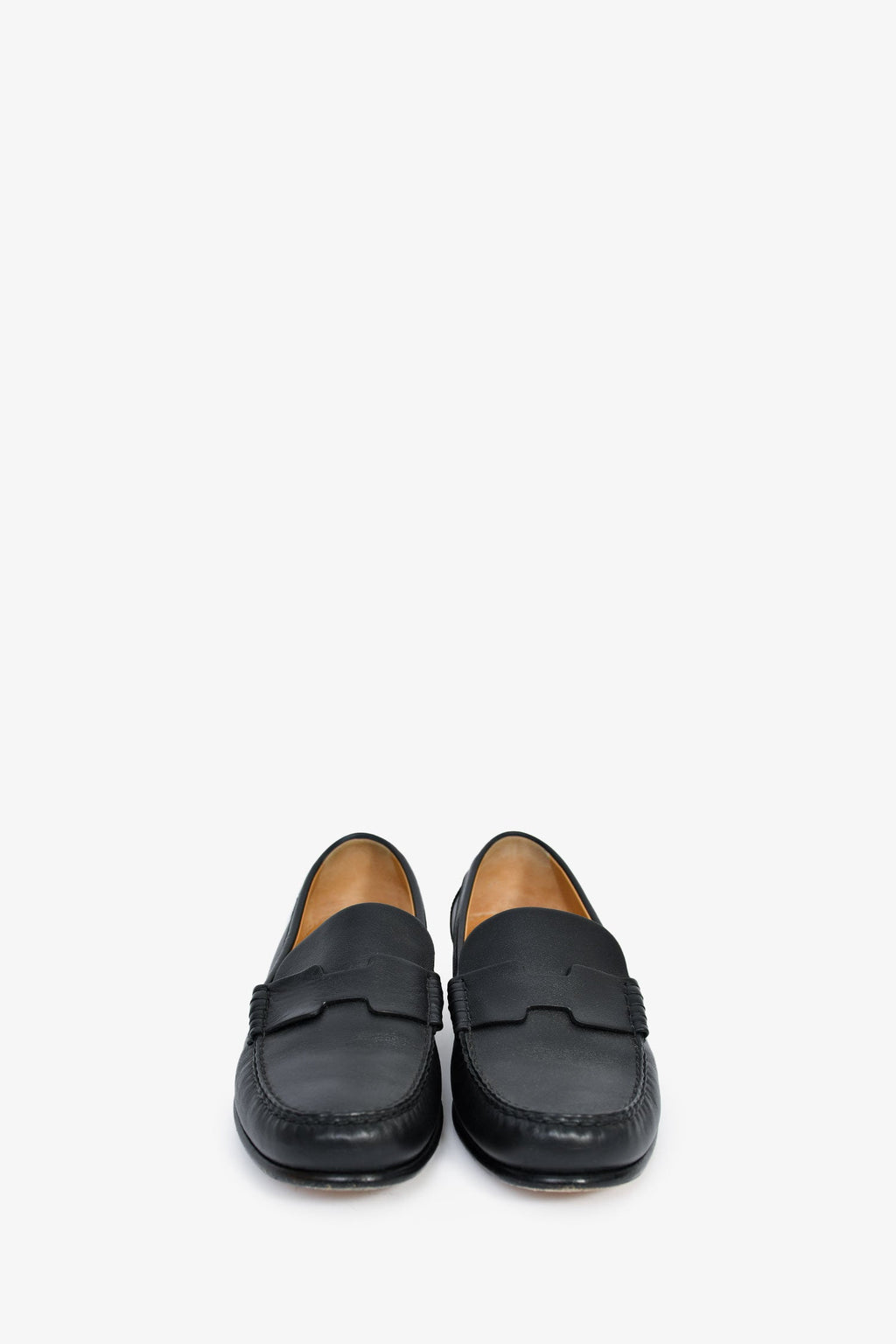 Hermès Black Leather 'Kennedy' Loafers Size 38