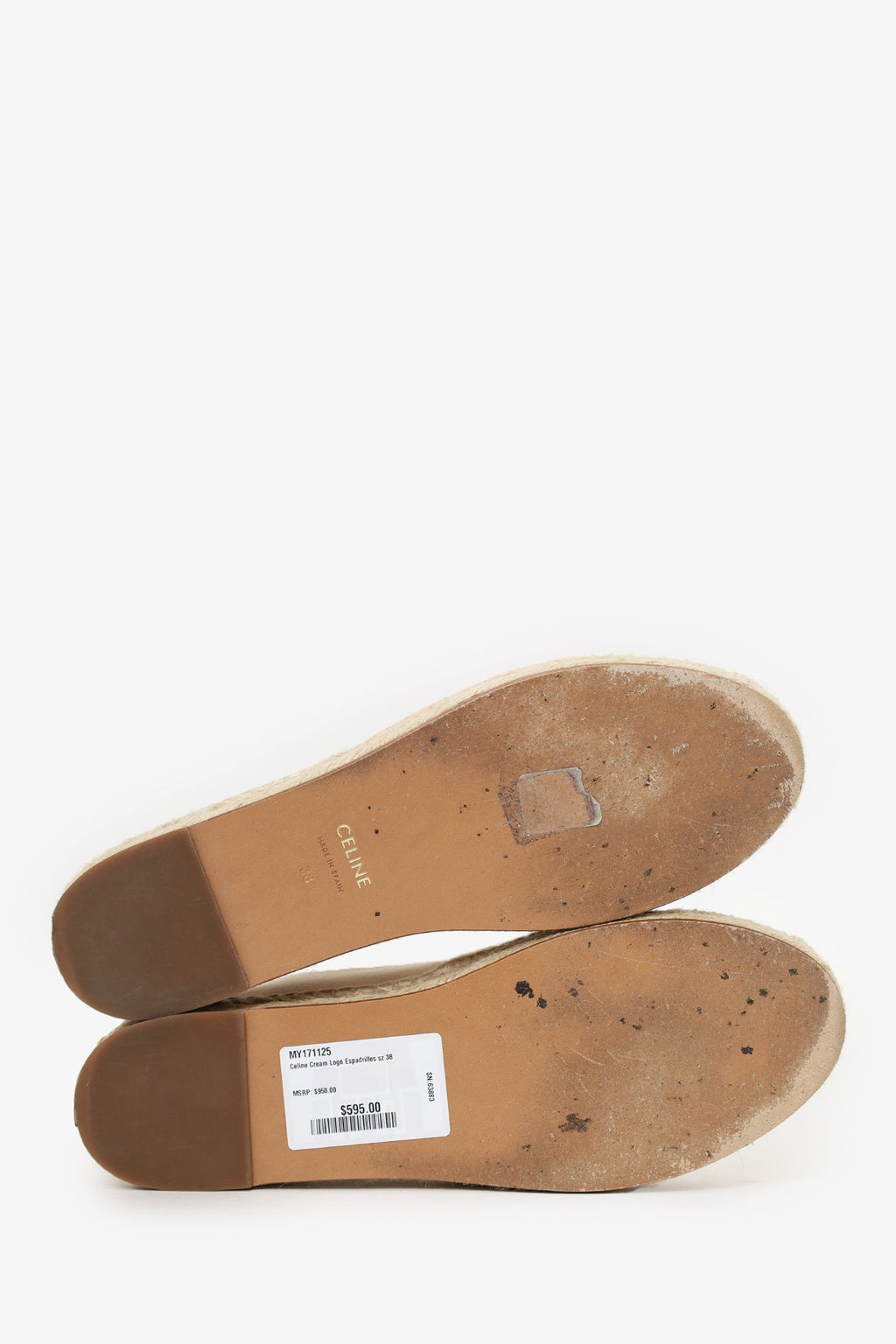 Celine Cream Logo Espadrilles Size 38
