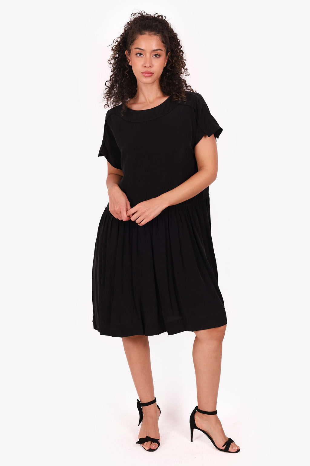 Isabel Marant Etoile Black Silk Short Sleeve Dress Size 38