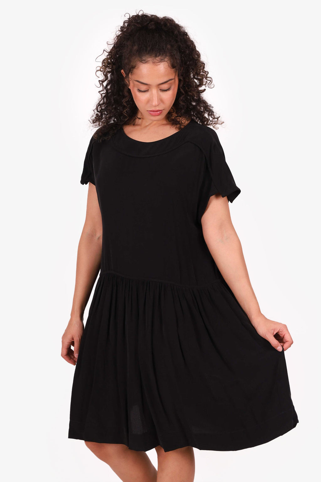 Isabel Marant Etoile Black Silk Short Sleeve Dress Size 38