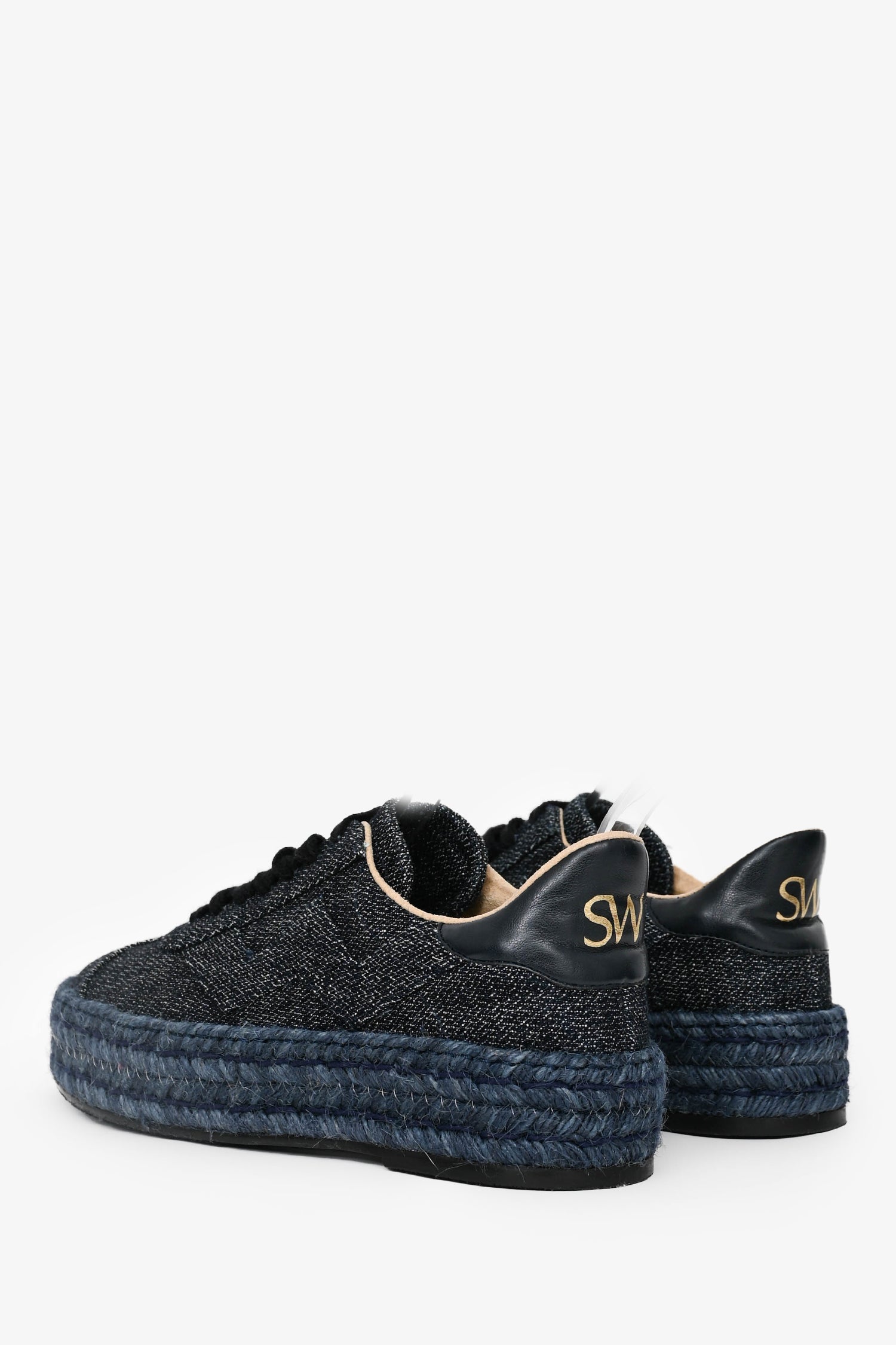 Stuart Weitzman DarDenim Lace-Up Espadrille Platform Sneakers Size 7.5