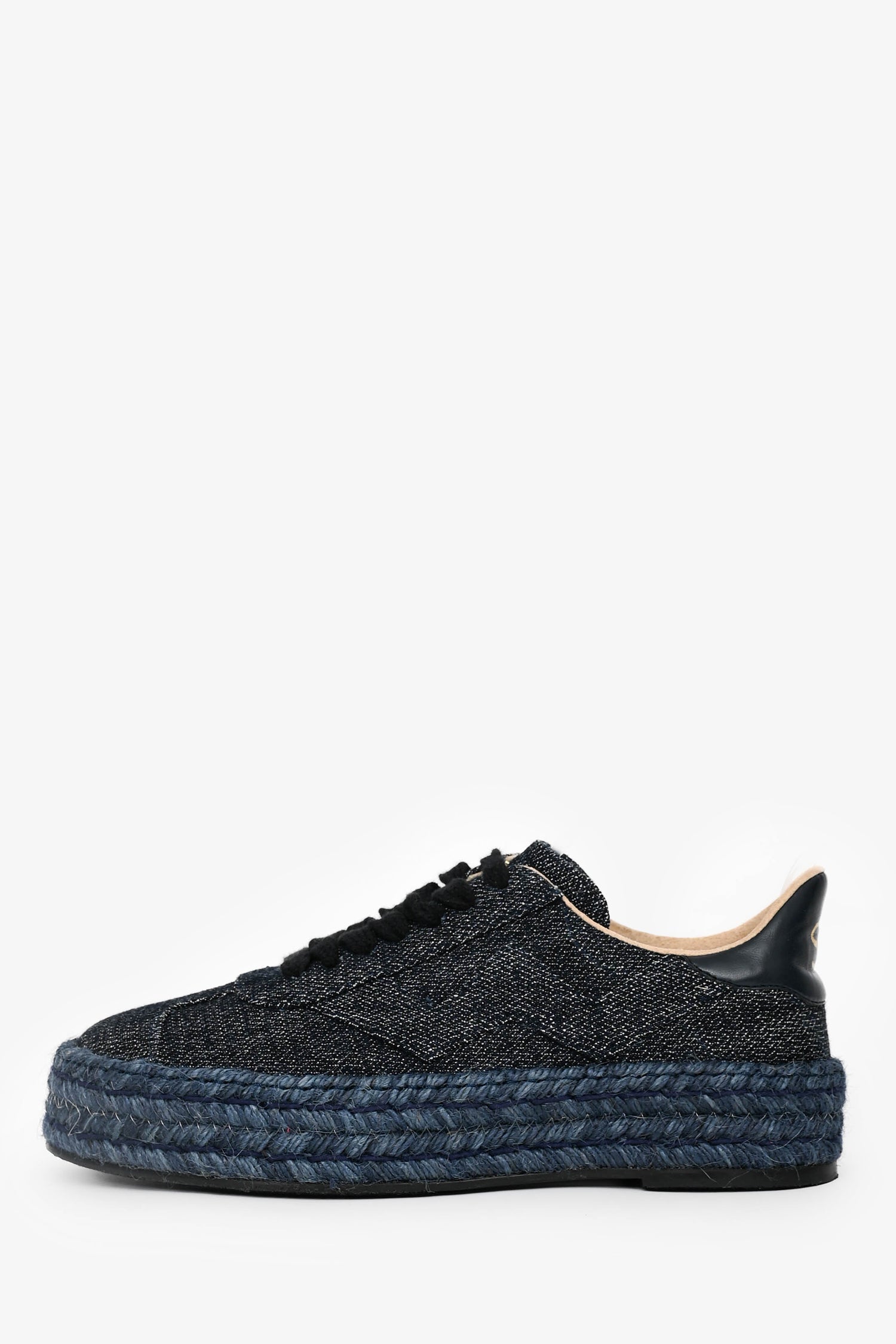 Stuart Weitzman DarDenim Lace-Up Espadrille Platform Sneakers Size 7.5