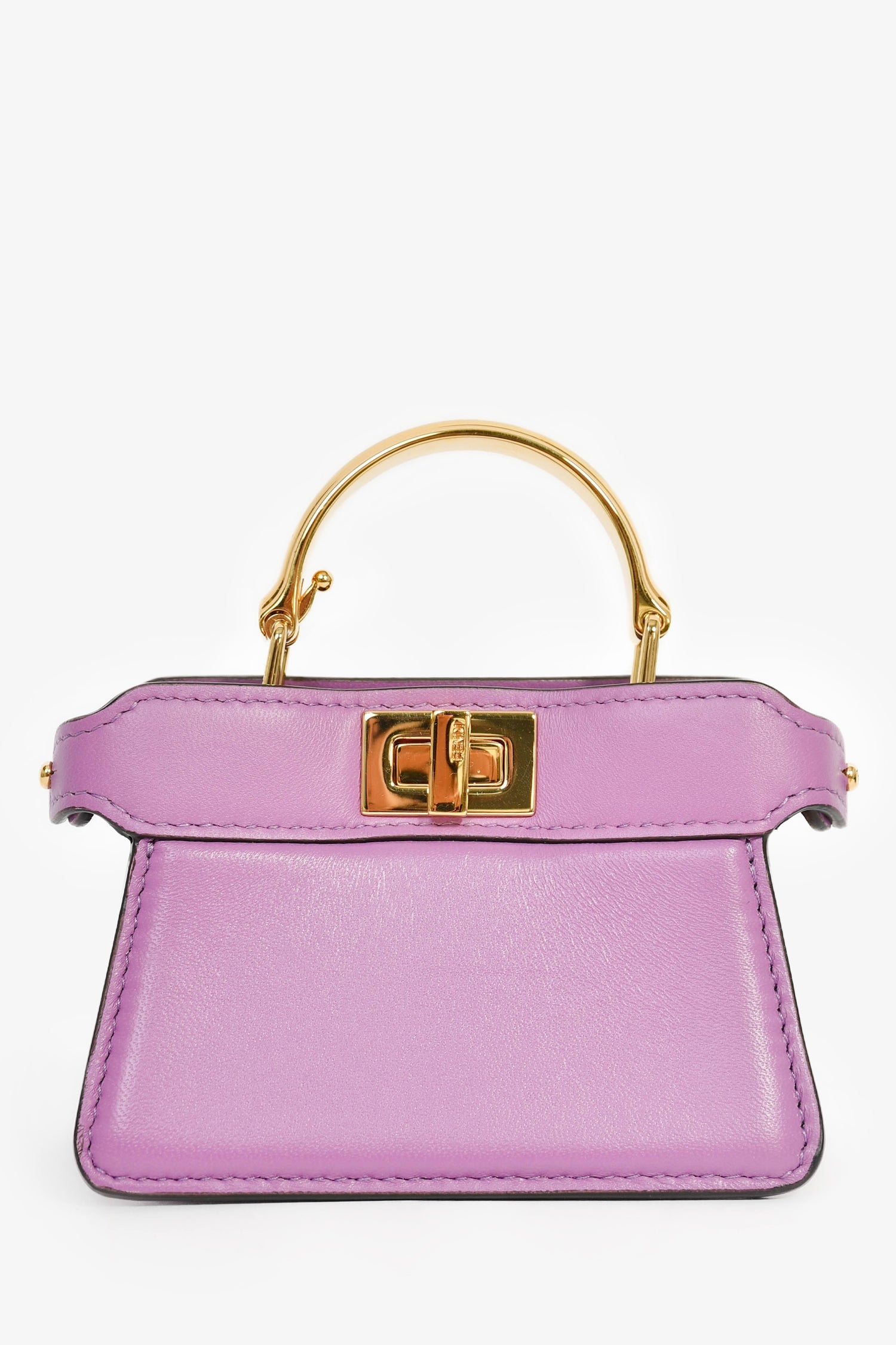 Fendi Purple Lamb Leather Nano Peekaboo Top Handle Bag With Strap