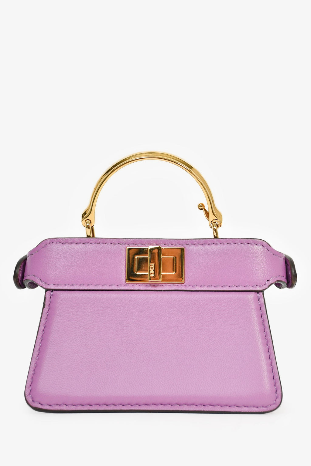 Fendi Purple Lamb Leather Nano Peekaboo Top Handle Bag With Strap