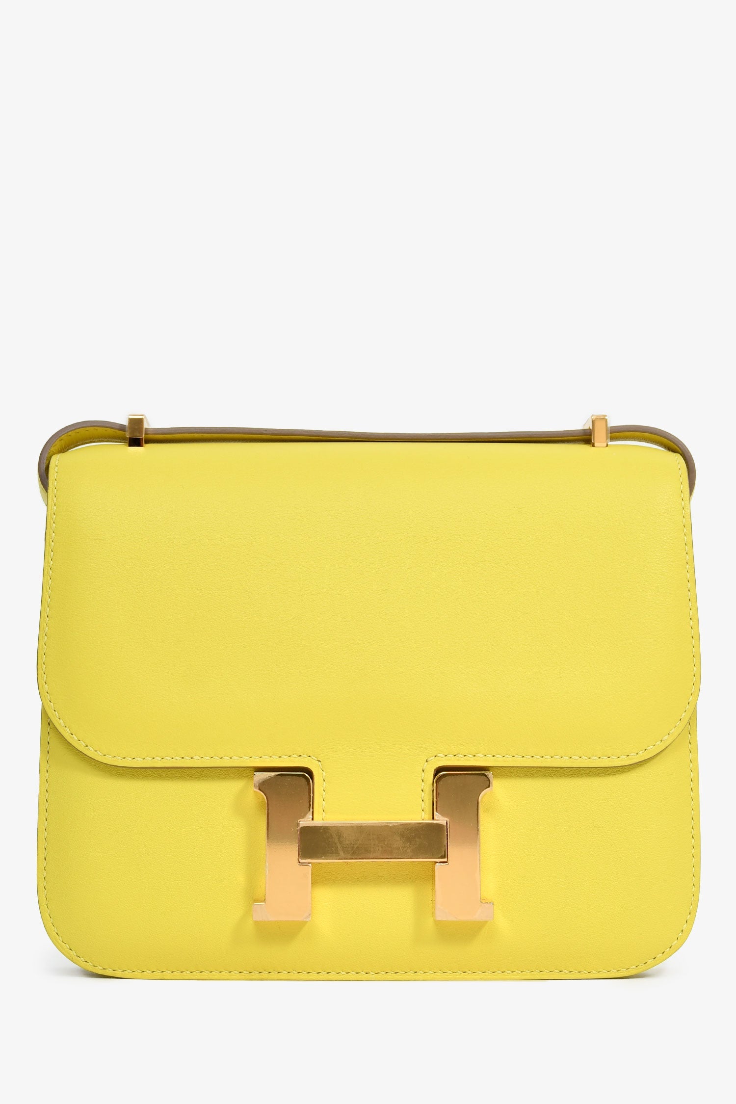 Hermès 2019 Lime Swift Leather Mini Constance 18 GHW