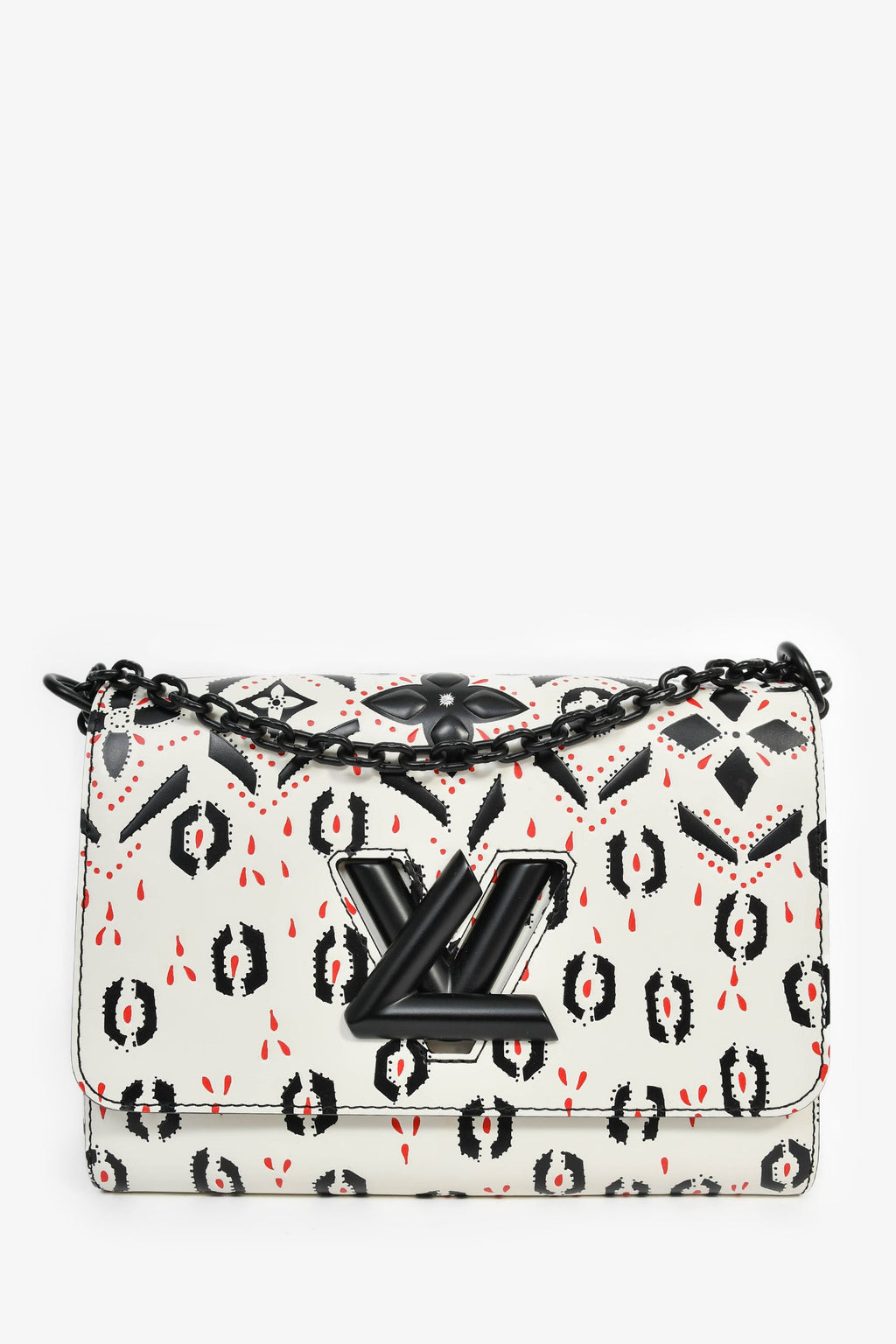 Louis Vuitton 2015 White/Black Graphic Printed Leather Twist MM Chain Bag