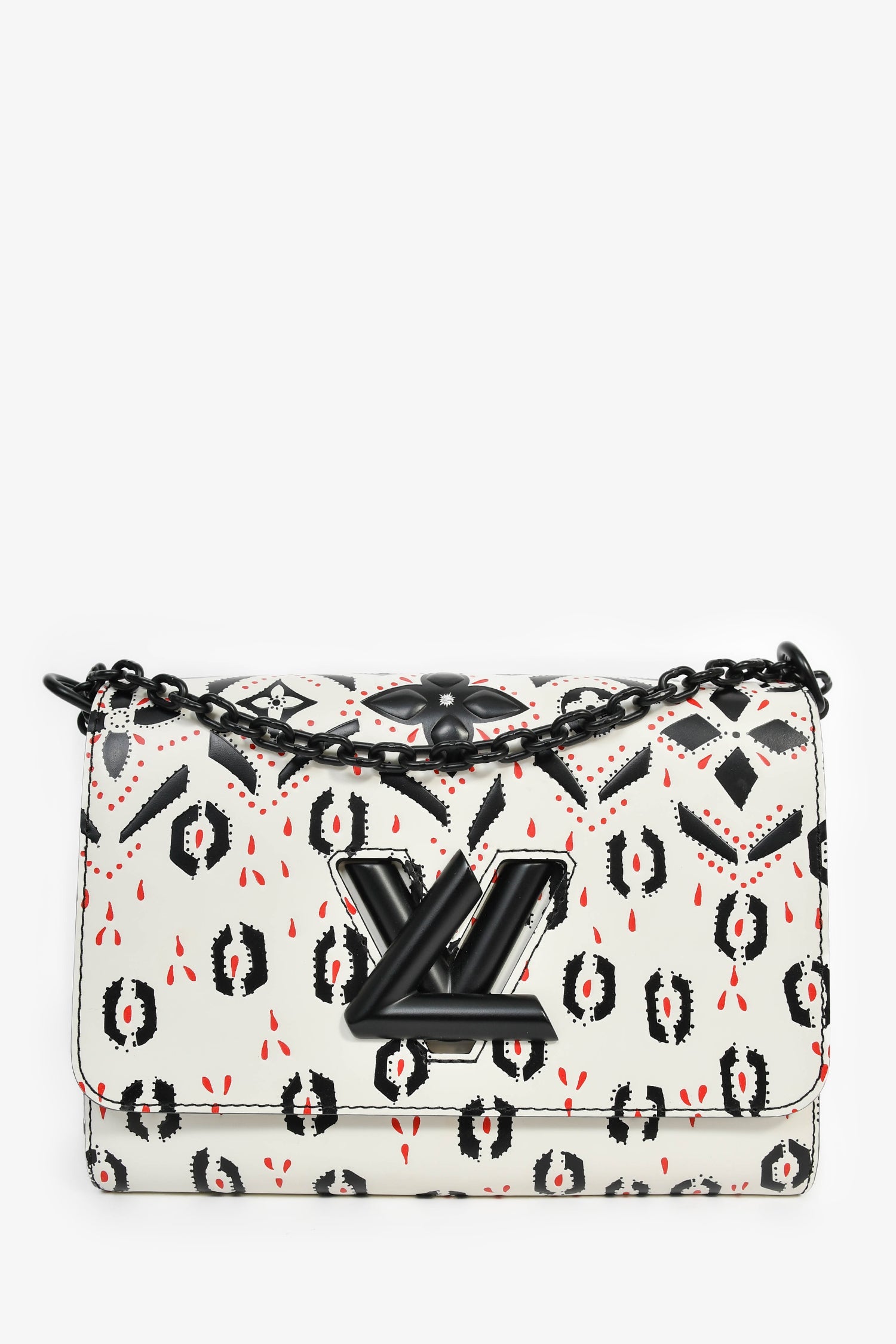 Louis Vuitton 2015 White/Black Graphic Printed Leather Twist MM Chain Bag