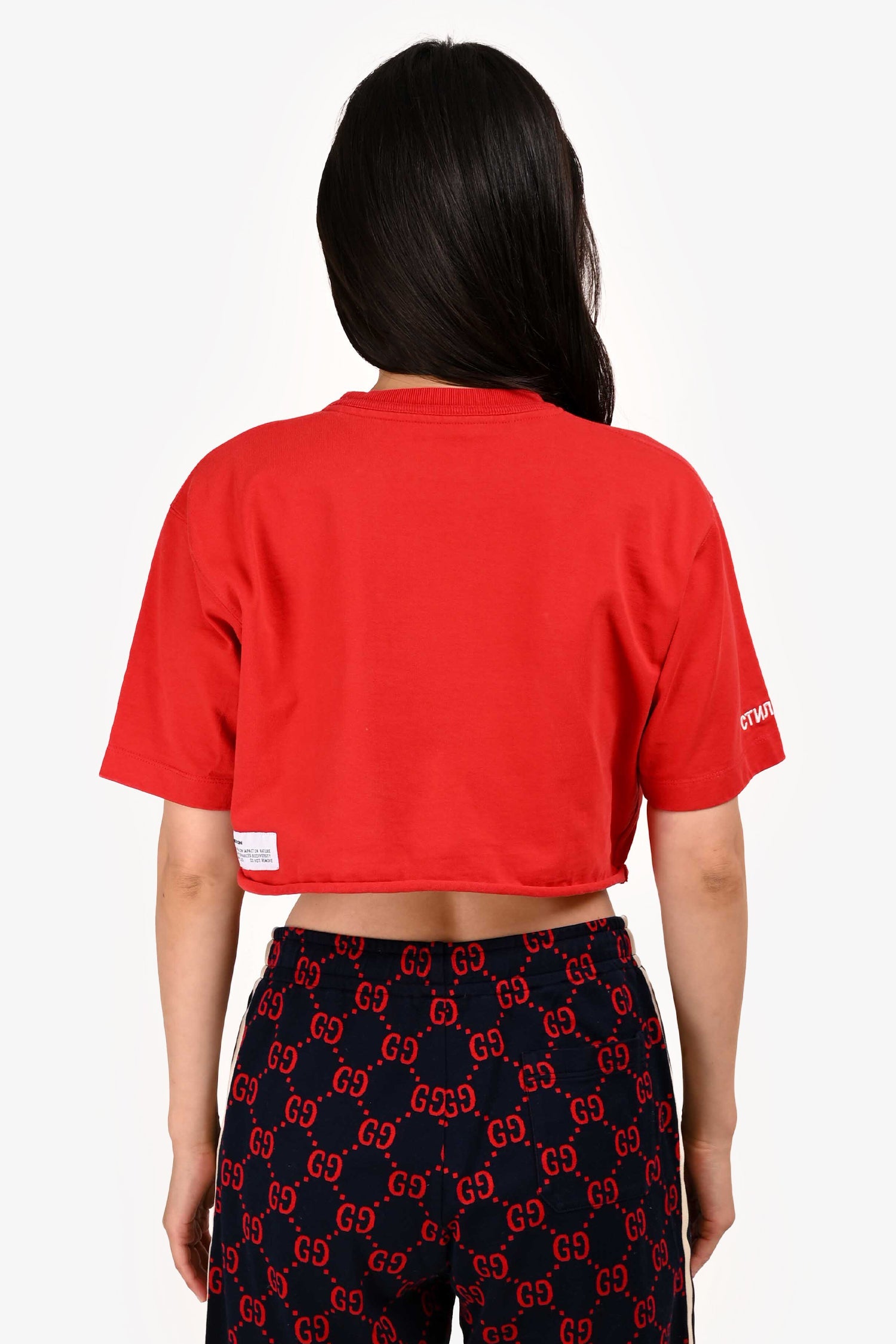 Heron Preston Red Printed Cropped T-Shirt Size XS