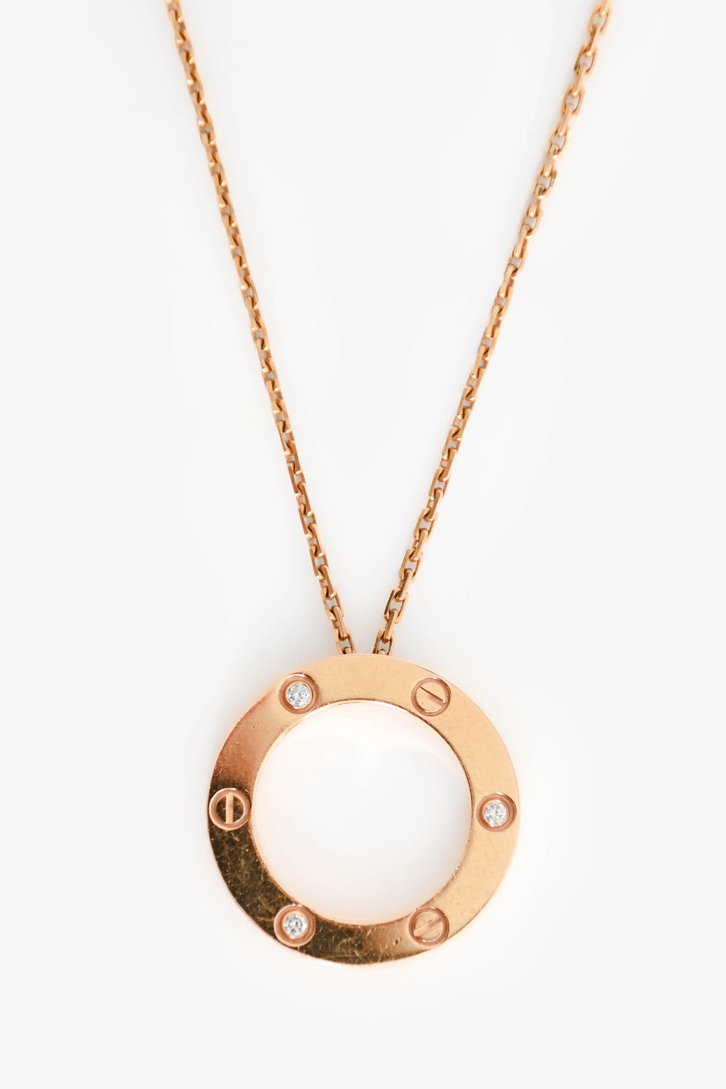 Cartier 18K Yellow Gold 3 Diamond Set Love Pendant Necklace