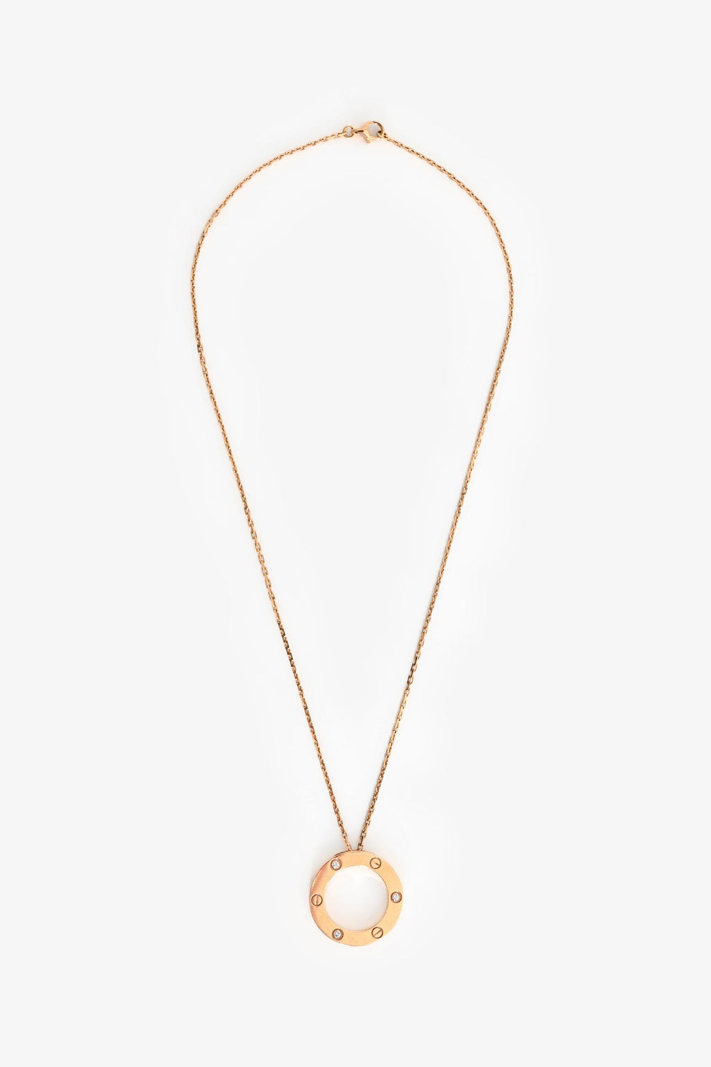 Cartier 18K Yellow Gold 3 Diamond Set Love Pendant Necklace