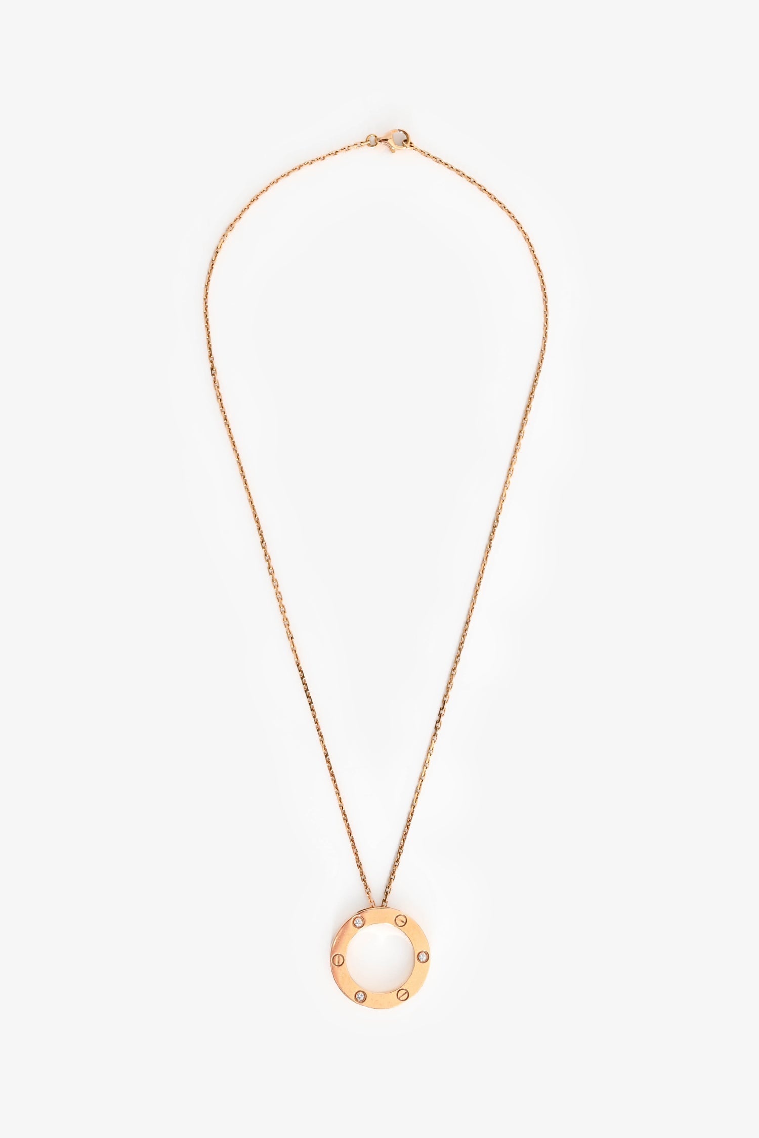 Cartier 18K Yellow Gold 3 Diamond Set Love Pendant Necklace