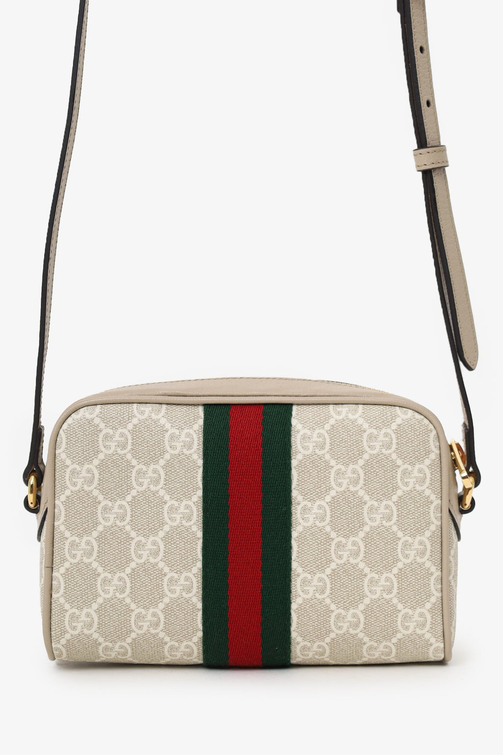 Gucci Beige GG Supreme Monogram Web Mini Ophidia Crossbody