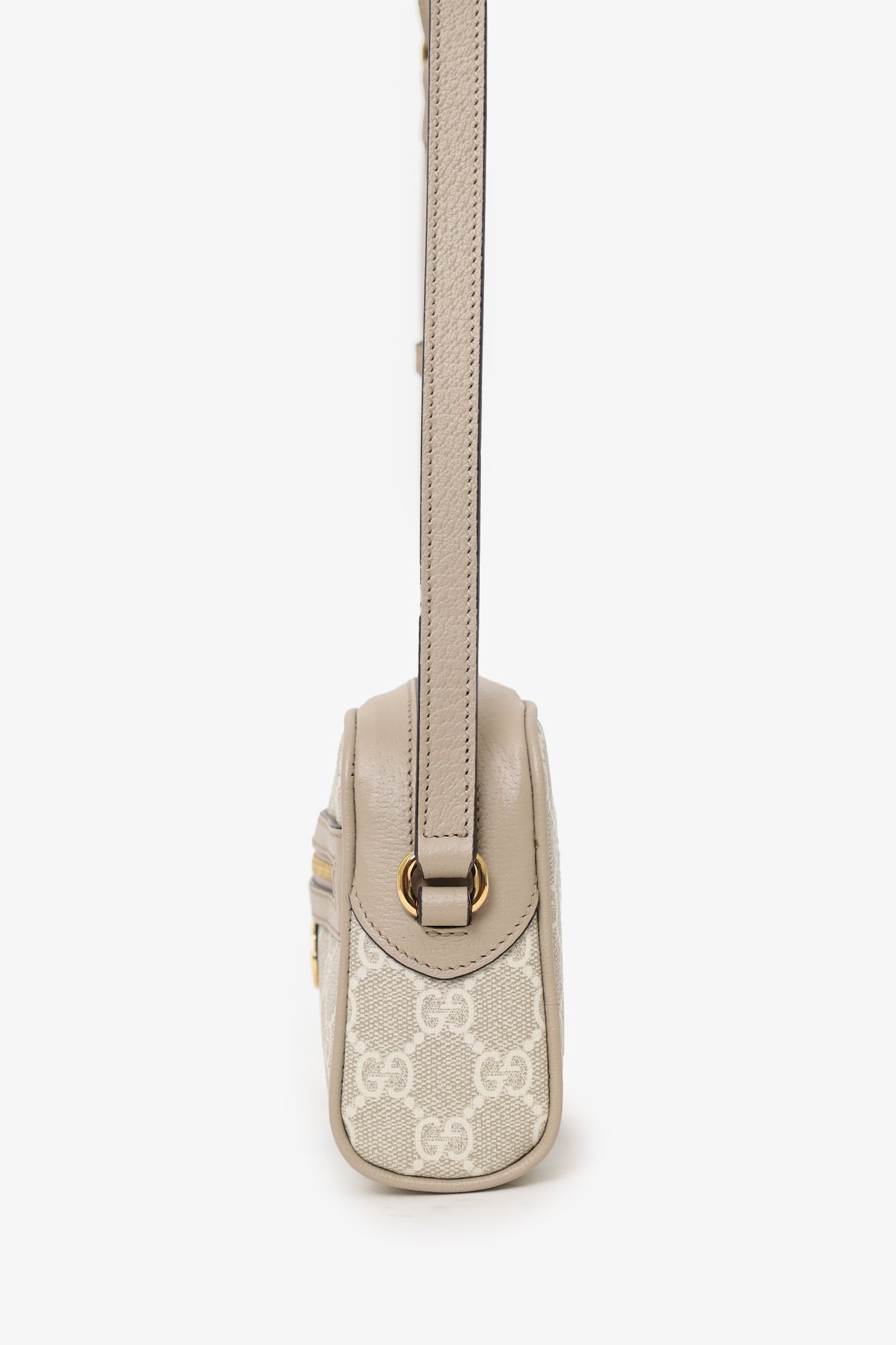 Gucci Beige GG Supreme Monogram Web Mini Ophidia Crossbody