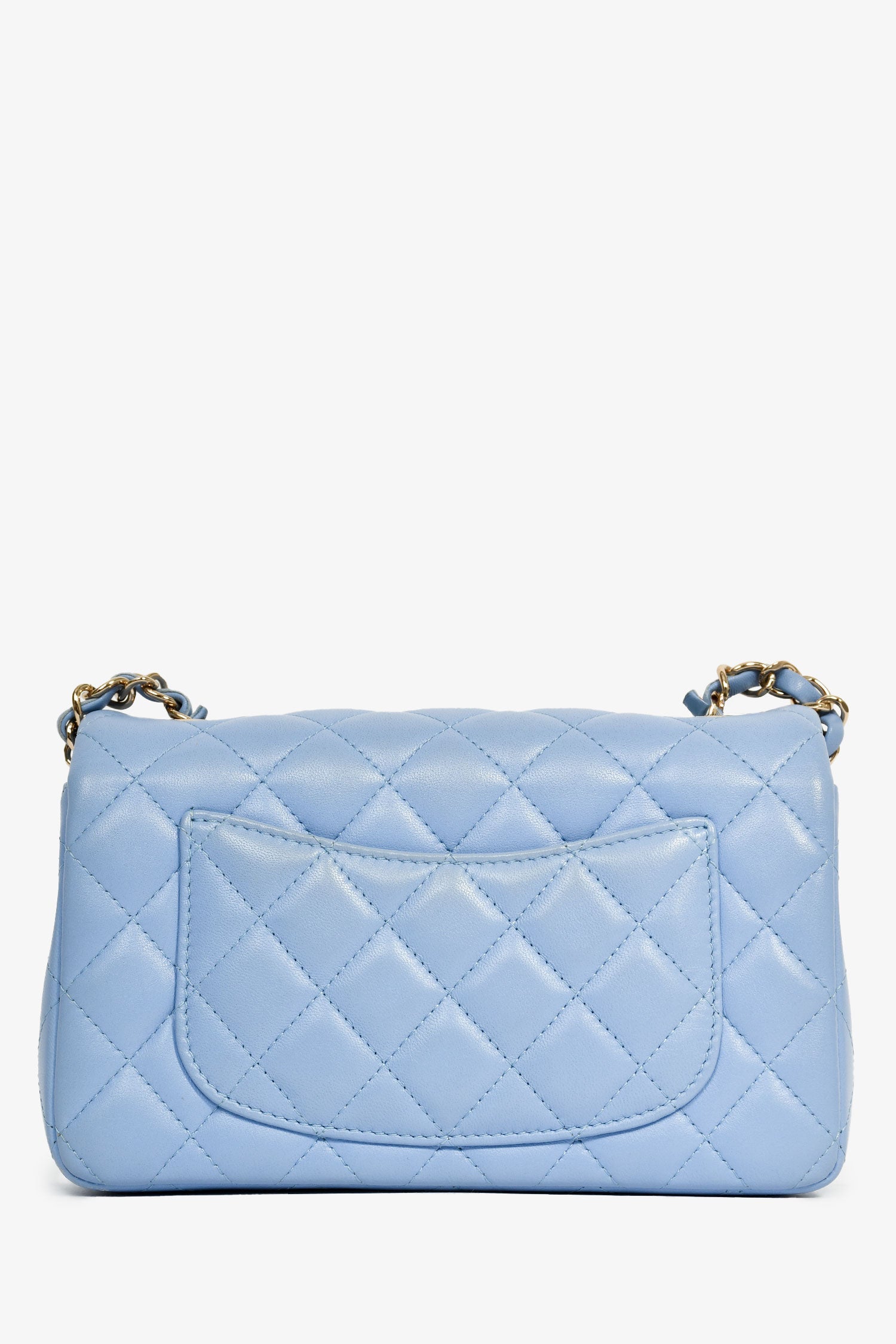 Pre-Loved Chanel™ 2020 Sky Blue Lambskin Mini Rectangle Flap Bag