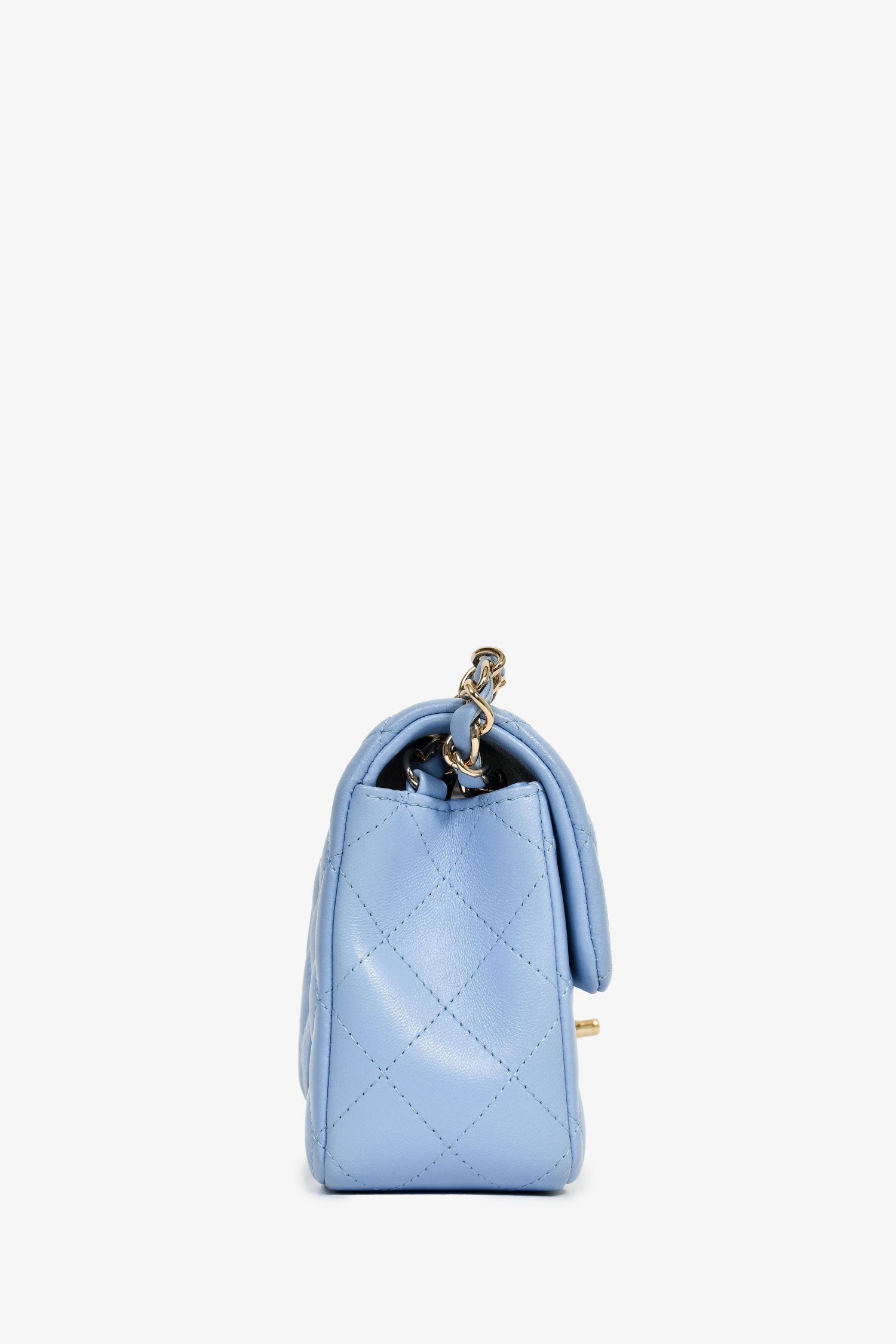Pre-Loved Chanel™ 2020 Sky Blue Lambskin Mini Rectangle Flap Bag
