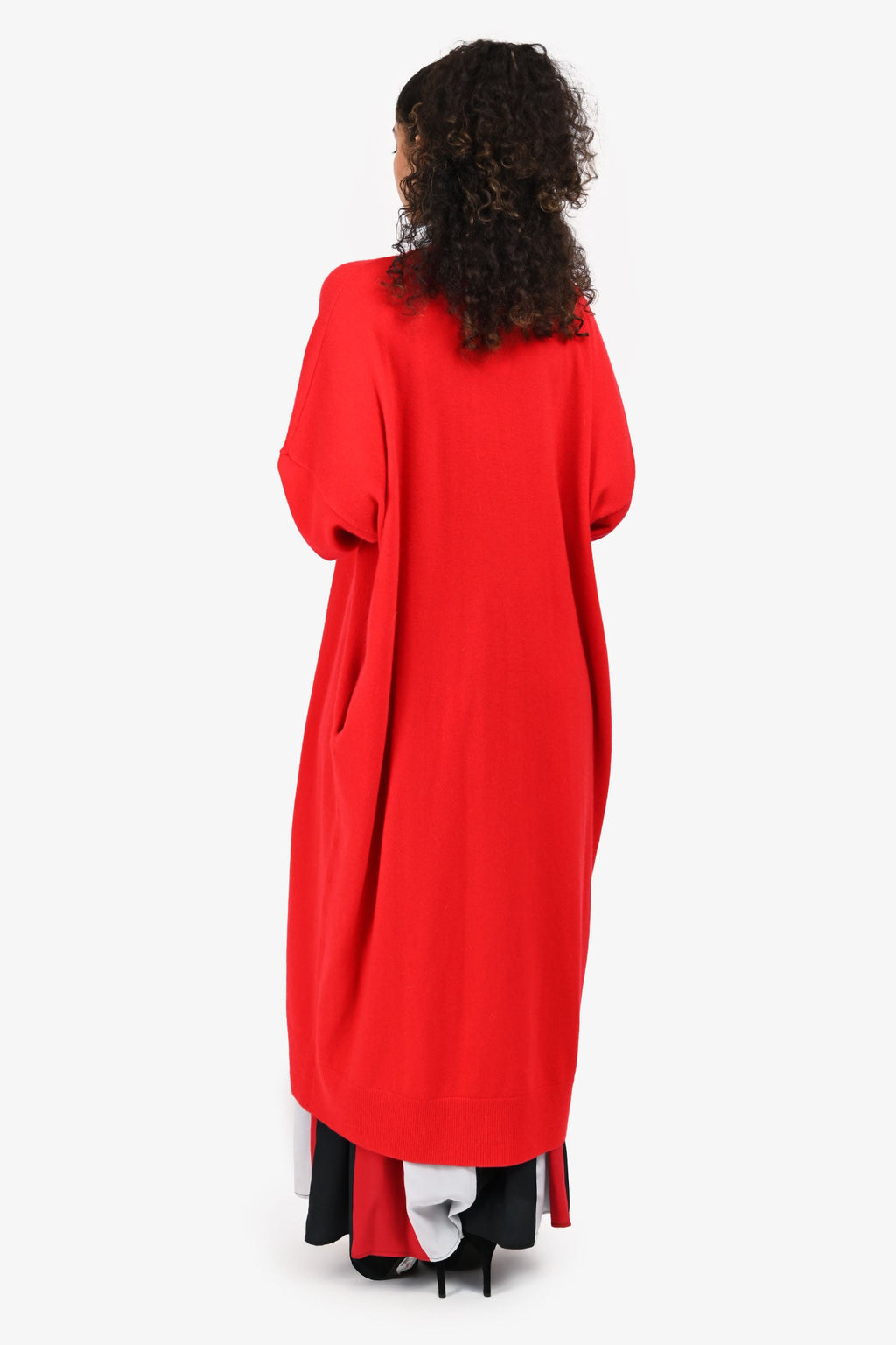 Sabyln Red Cashmere Open Long igan Size L