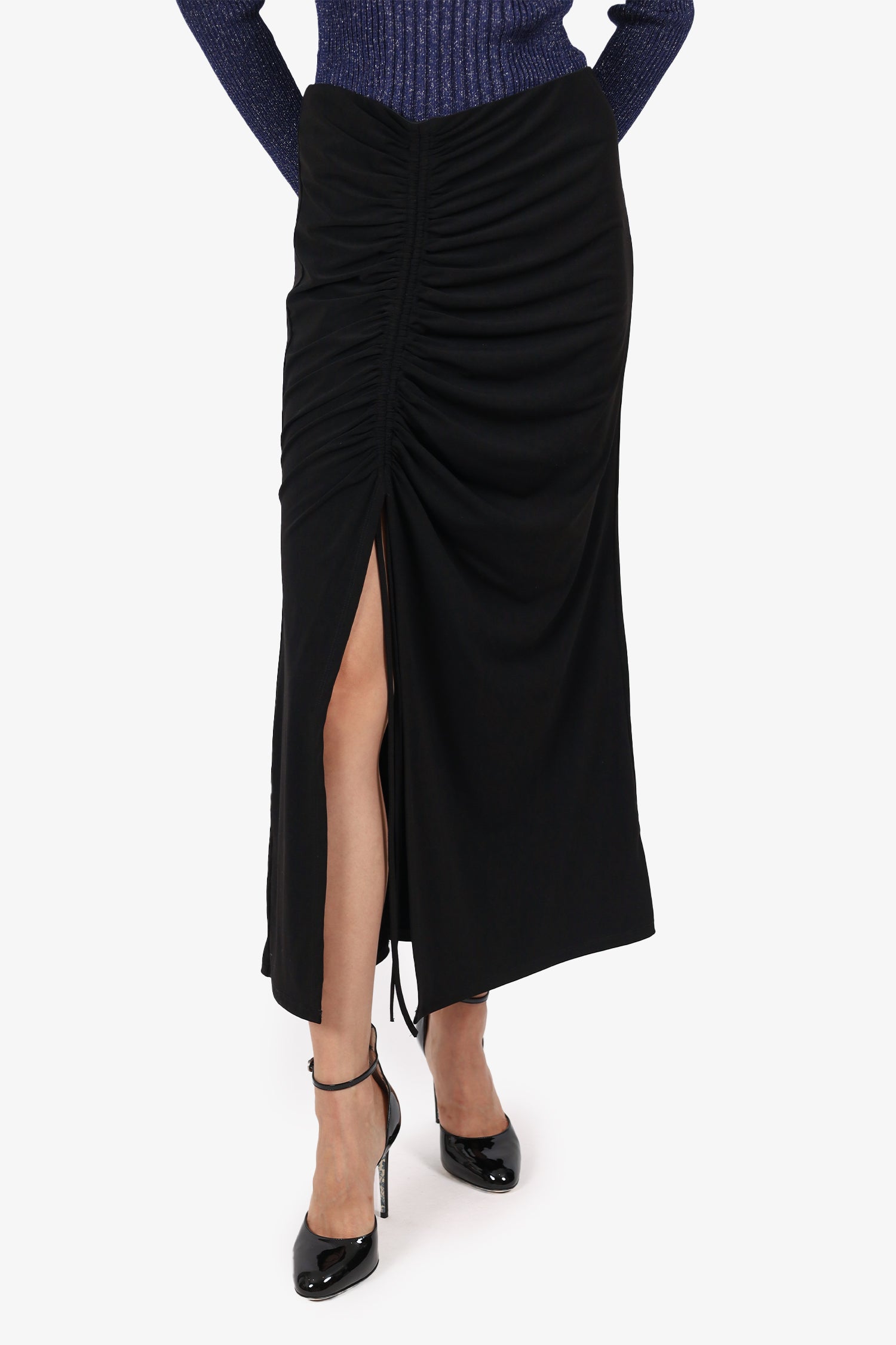 Cinq a Sept Black Ruched Pencil Skirt Size M