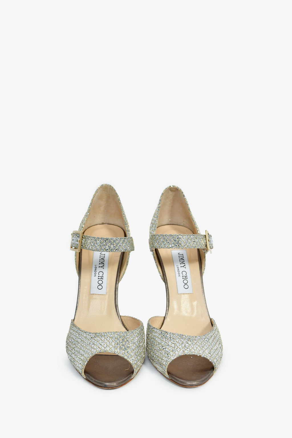 Jimmy Choo Silver Glitter 'Articolo' Heels Size 37.5
