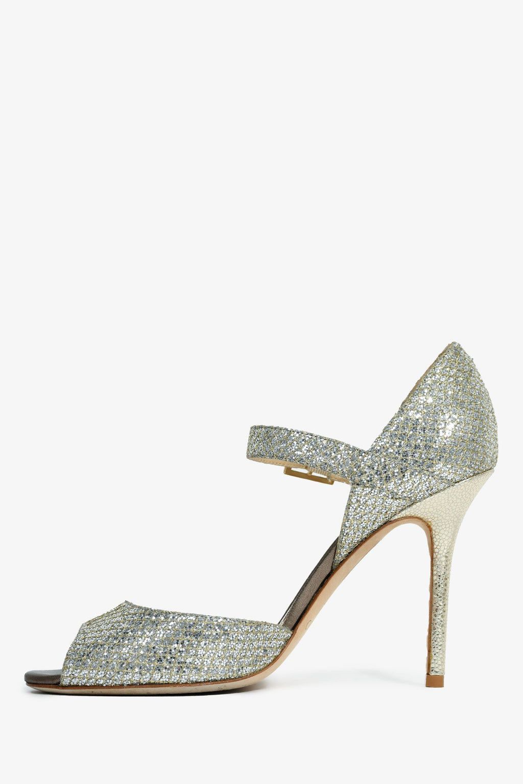 Jimmy Choo Silver Glitter 'Articolo' Heels Size 37.5