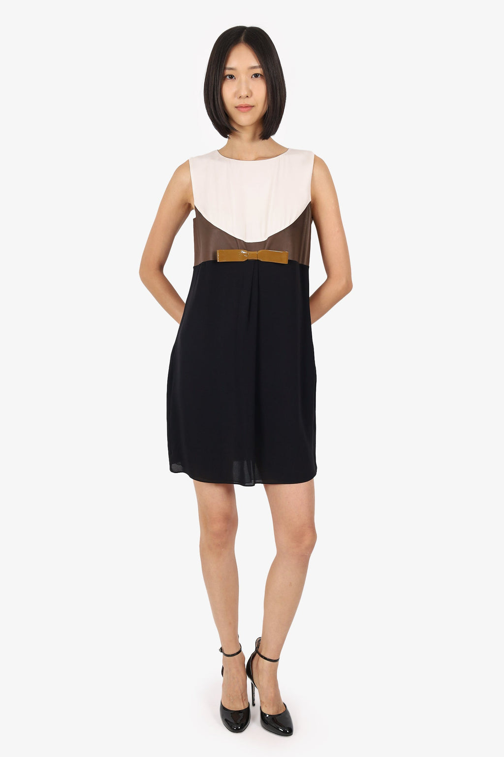 DSquared2 Black/White Silk Bow Dress Size 46