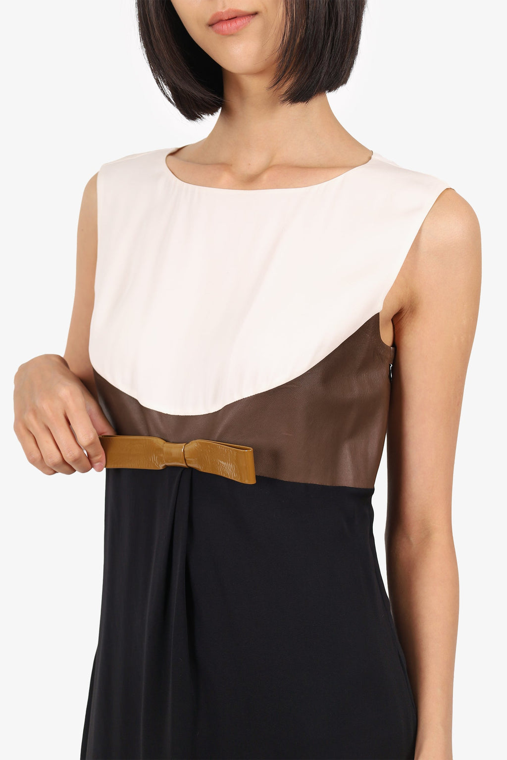 DSquared2 Black/White Silk Bow Dress Size 46
