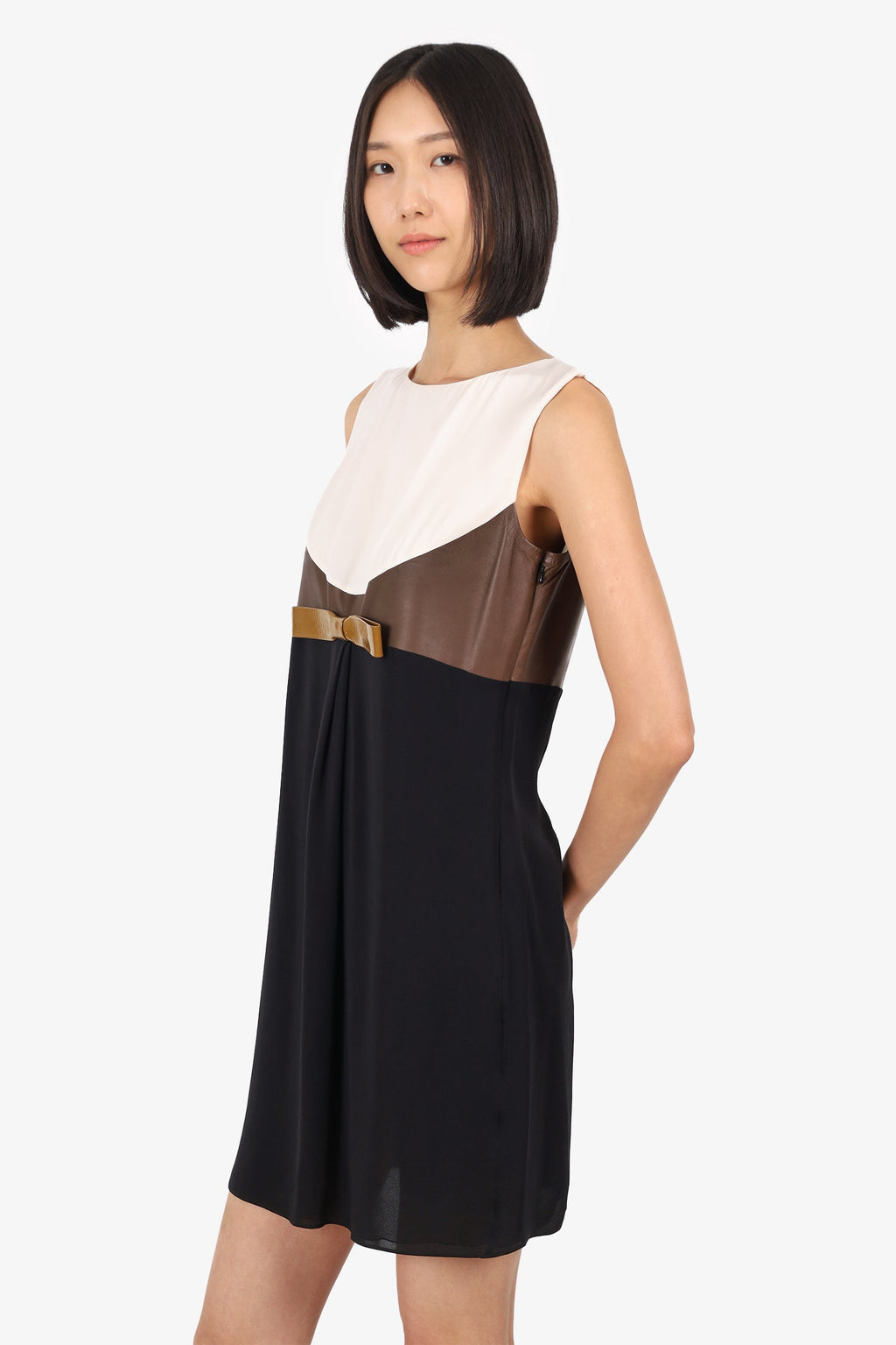 DSquared2 Black/White Silk Bow Dress Size 46