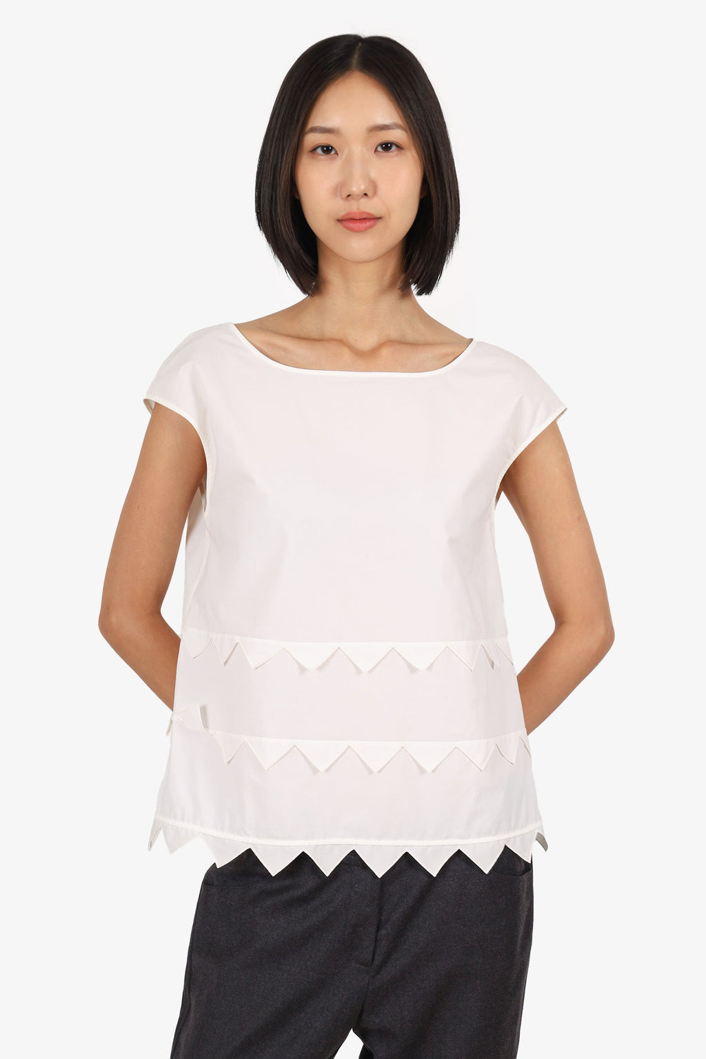 Moschino Cheap & Chic White Cotton Sleeveless Triangle Hem Top Size 10