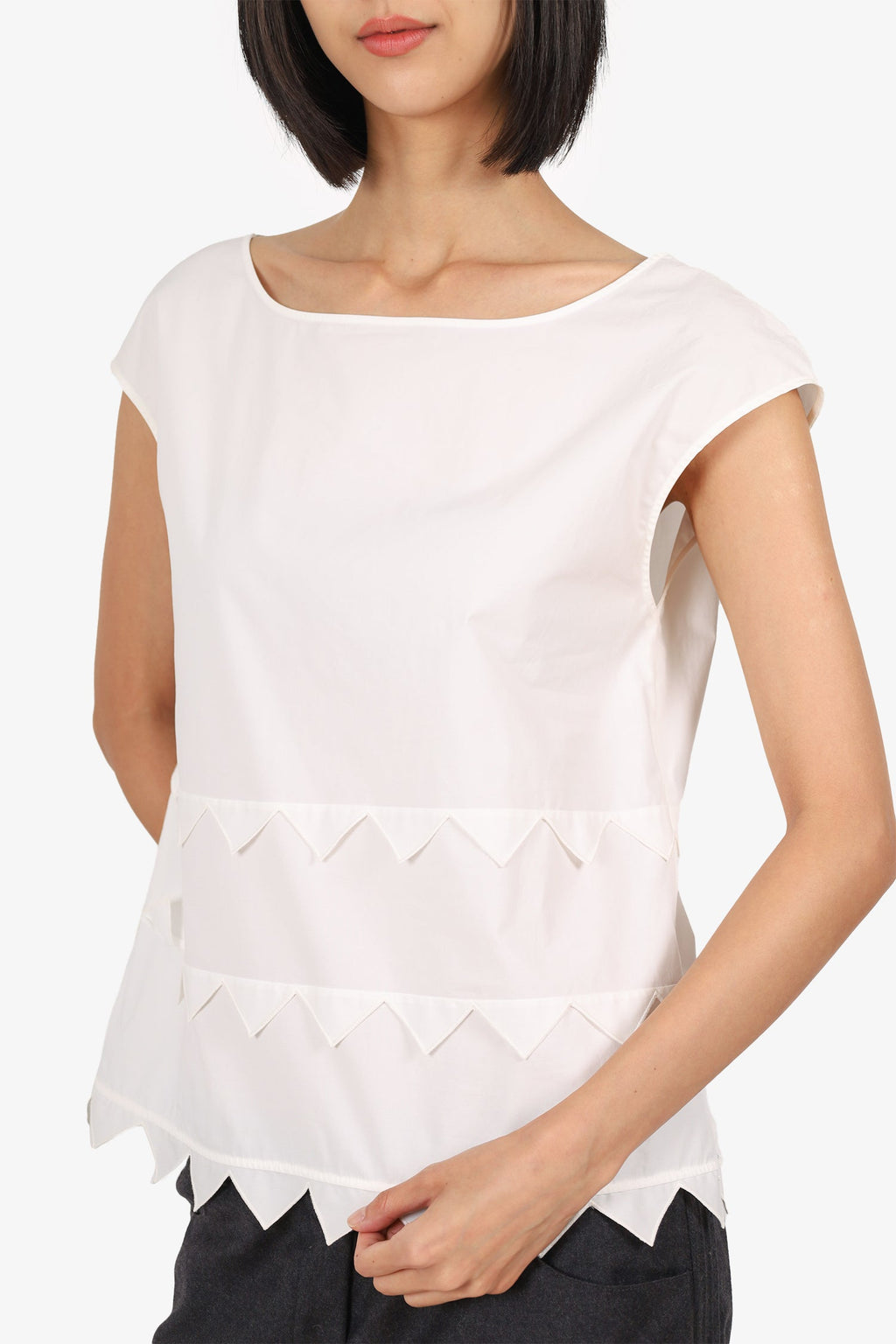 Moschino Cheap & Chic White Cotton Sleeveless Triangle Hem Top Size 10