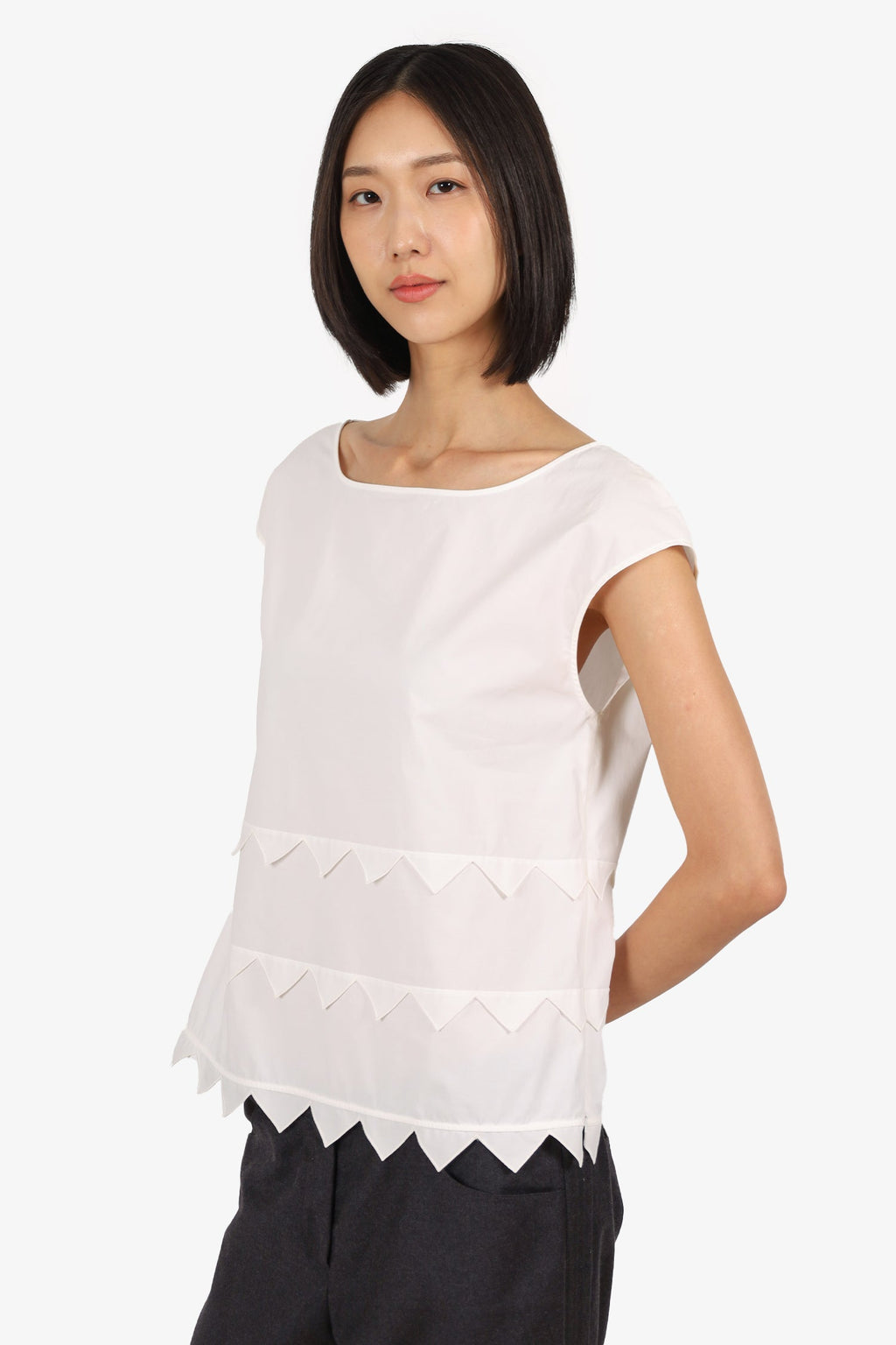 Moschino Cheap & Chic White Cotton Sleeveless Triangle Hem Top Size 10