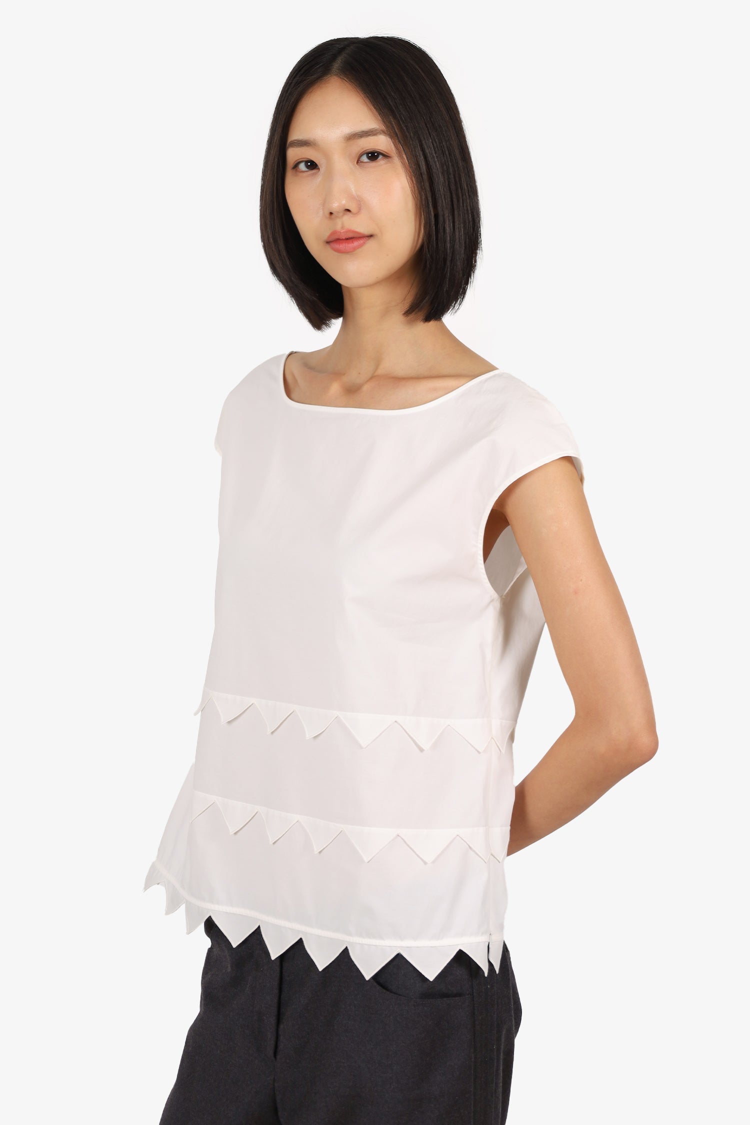 Moschino Cheap & Chic White Cotton Sleeveless Triangle Hem Top Size 10
