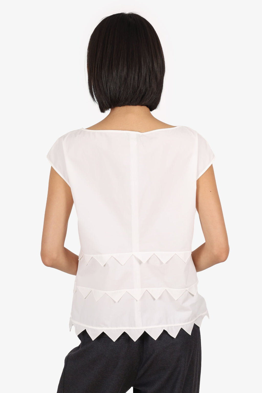 Moschino Cheap & Chic White Cotton Sleeveless Triangle Hem Top Size 10