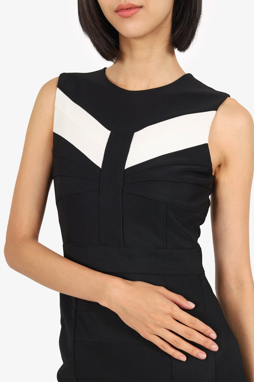 Just Cavalli Black/White Sleeveless Bandage Midi Dress Size S