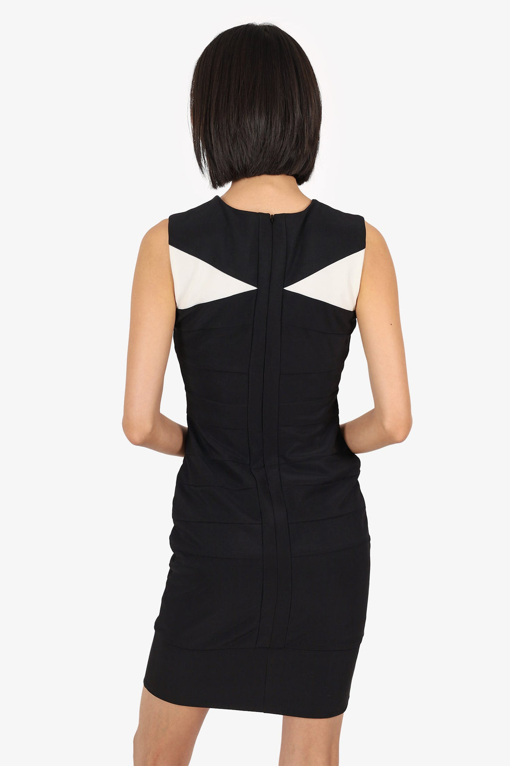 Just Cavalli Black/White Sleeveless Bandage Midi Dress Size S