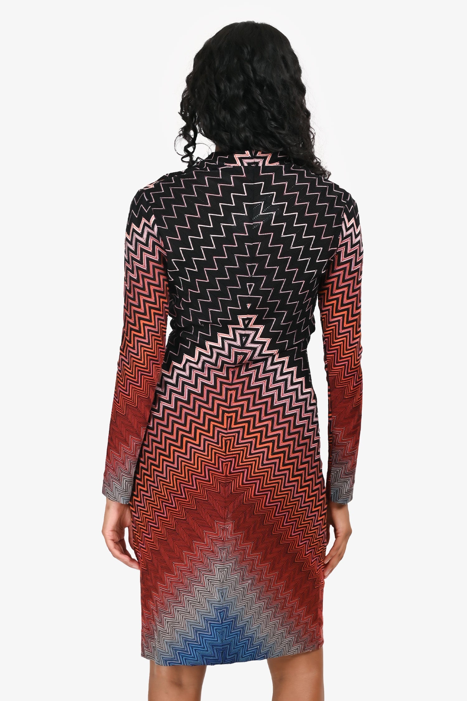 Missoni Black/Orange Chevron Knit Dress Size 40
