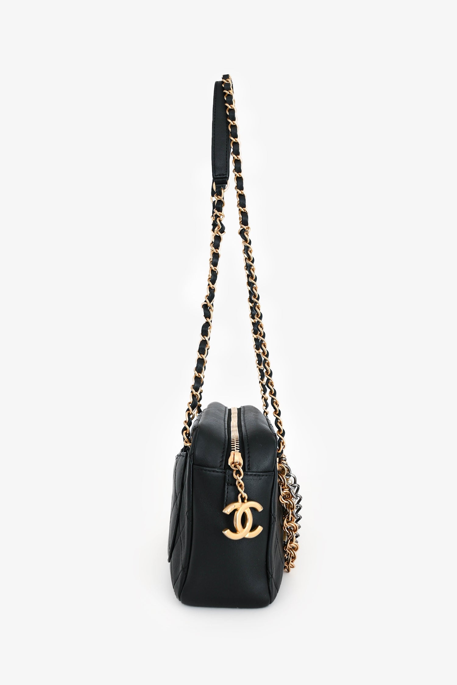 Pre-Loved Chanel™ 2018-19 Black Leather Quilted All About Chain Camera Bag