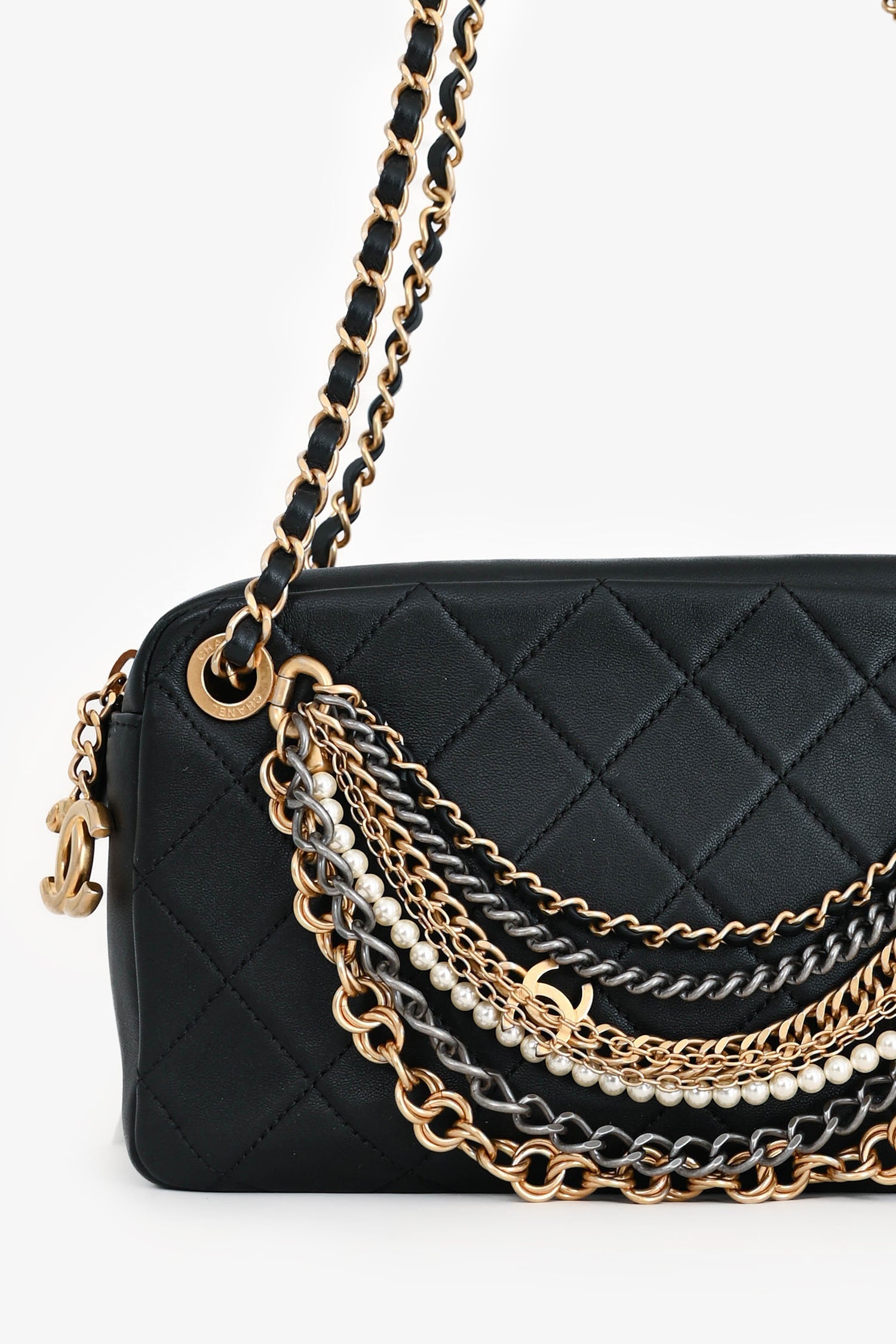 Pre-Loved Chanel™ 2018-19 Black Leather Quilted All About Chain Camera Bag