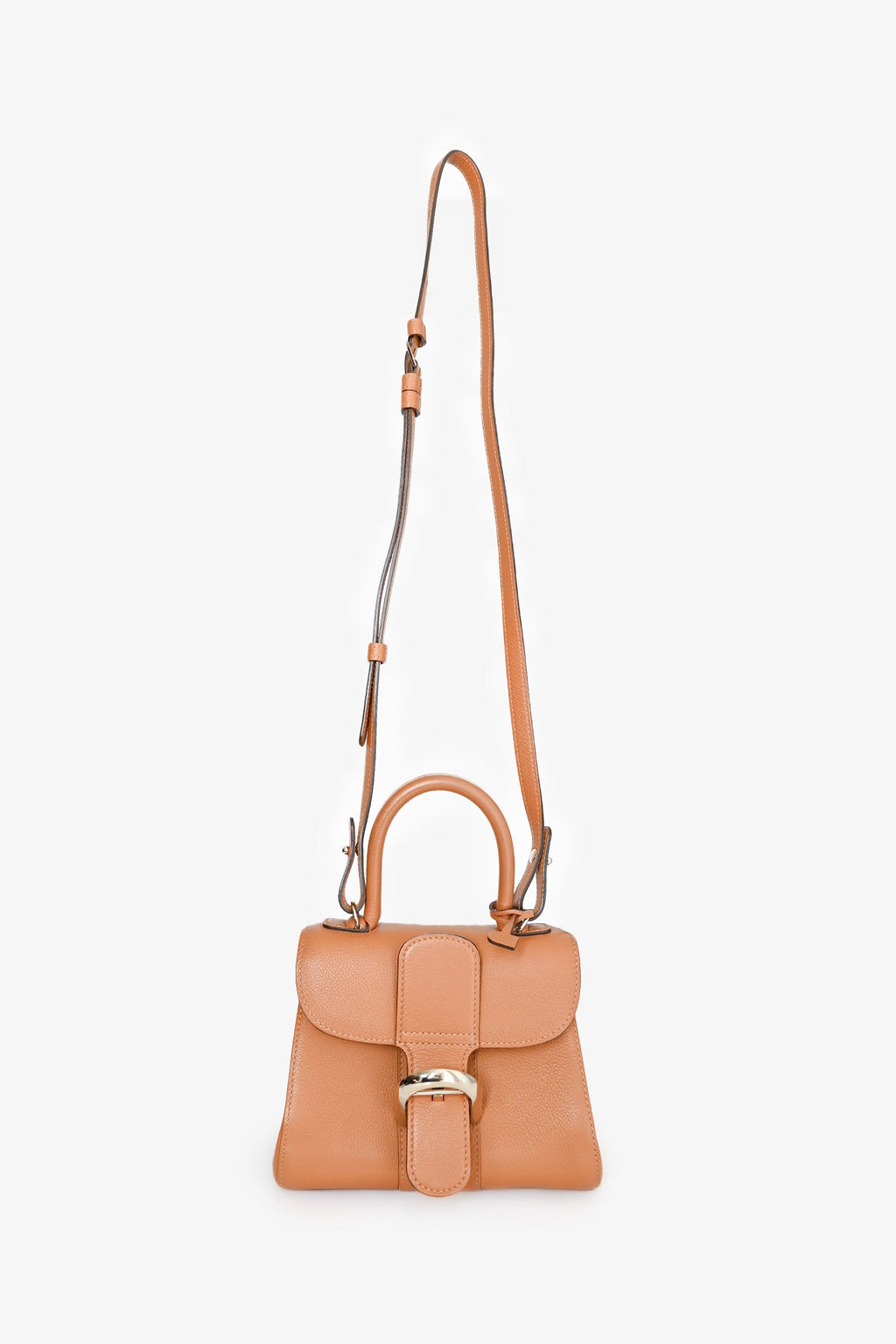 Delvaux Brown Leather Mini Brilliant GHW Top Handle with Strap